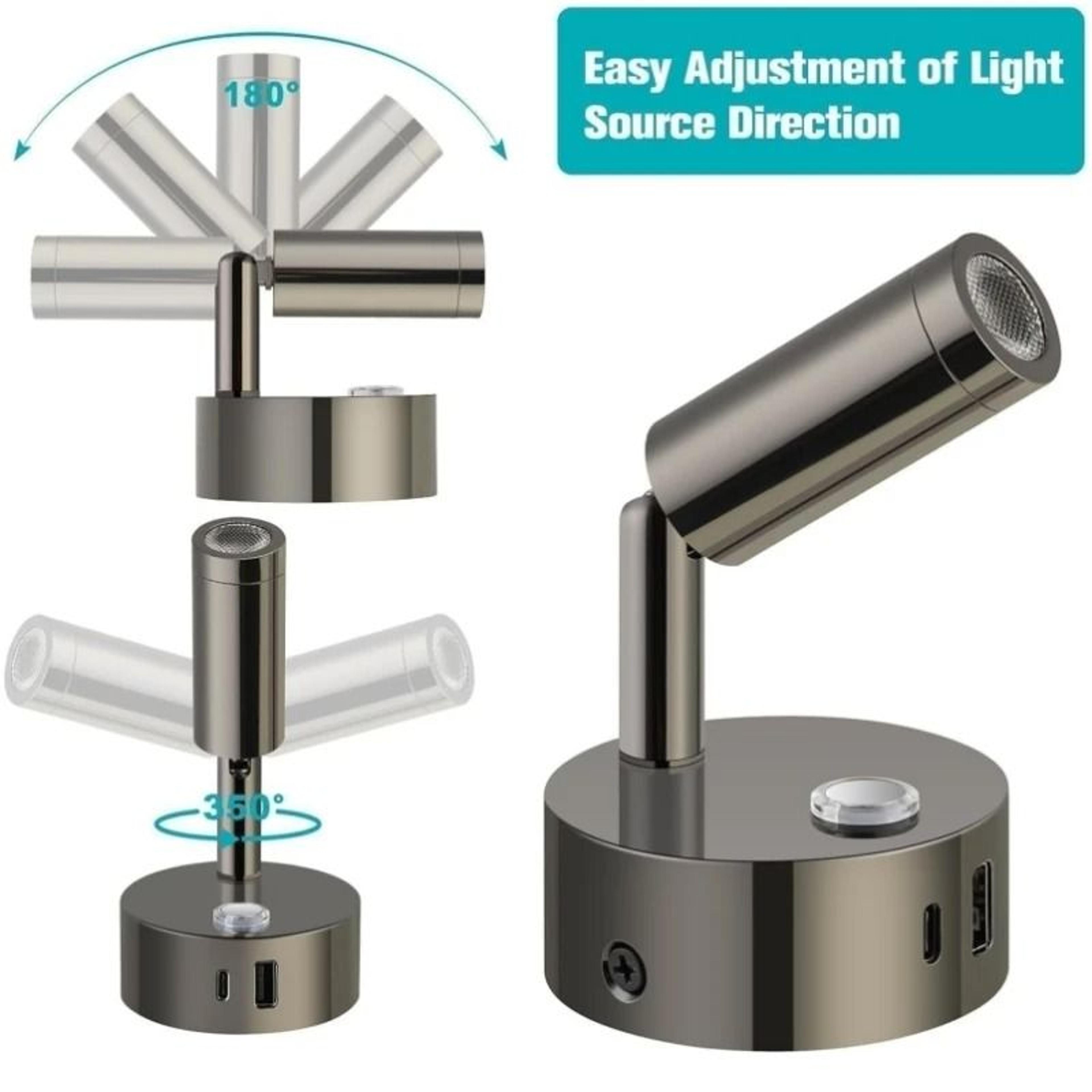 Tokili 12V24V RV  Marine LED Reading Light Touch Dimmable Spotlight With Dual USBAC Charger 4