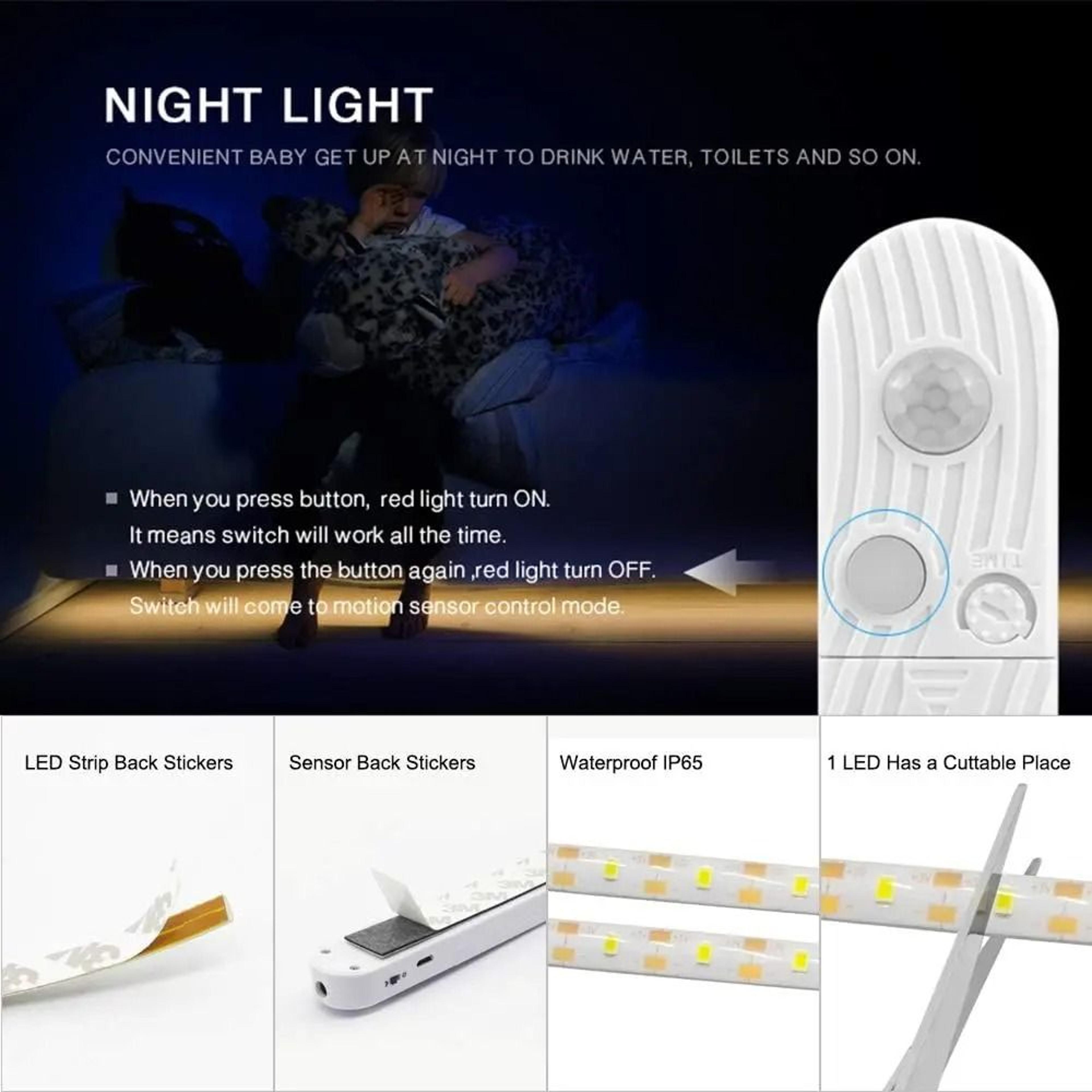 5M Battery LED Strip Light Tape With PIR Motion Sensor UnderCabinet  Wardrobe Night Light 3