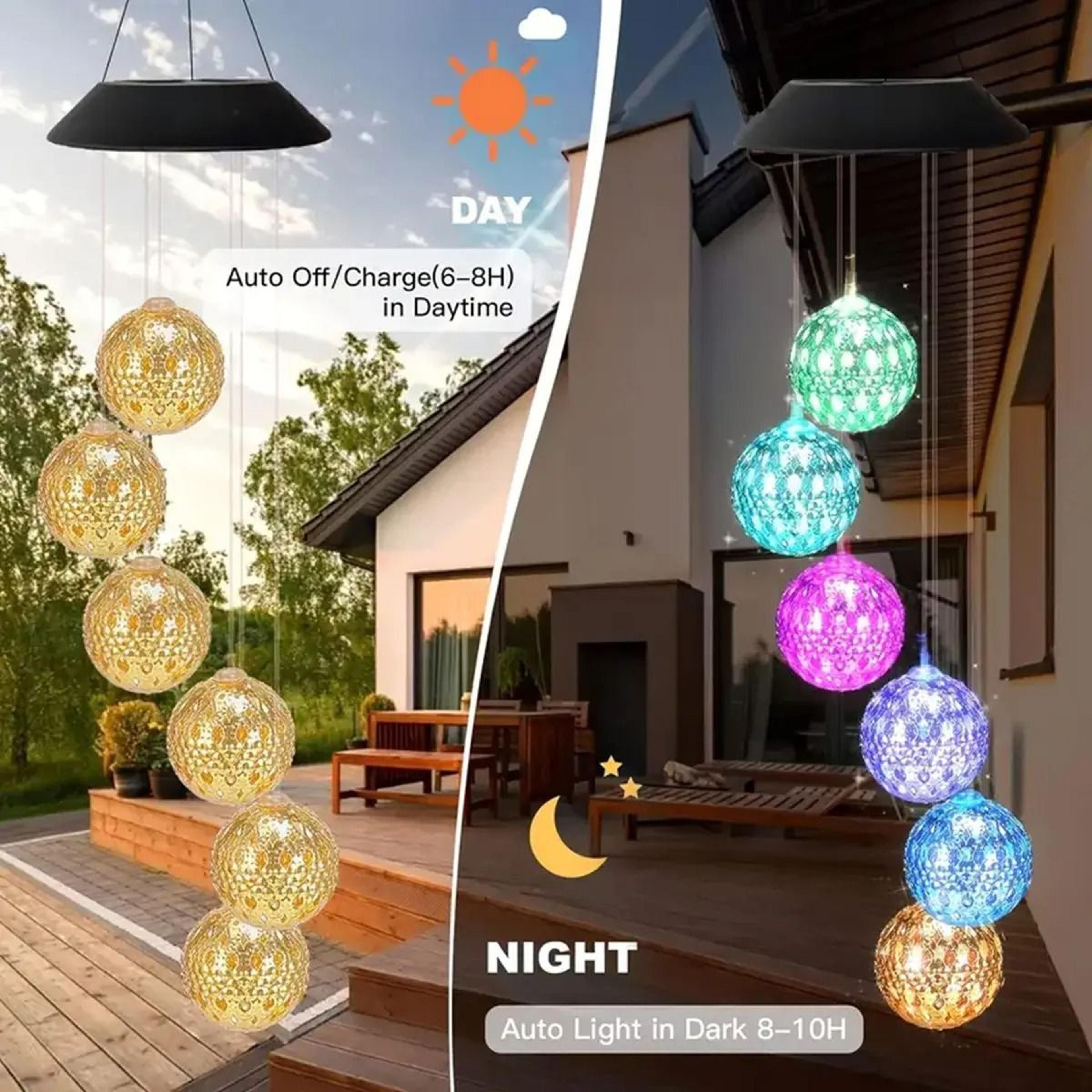 Solar Moroccan Ball Wind Chime Lamp ColorChanging Hanging Patio  Garden Decoration 2
