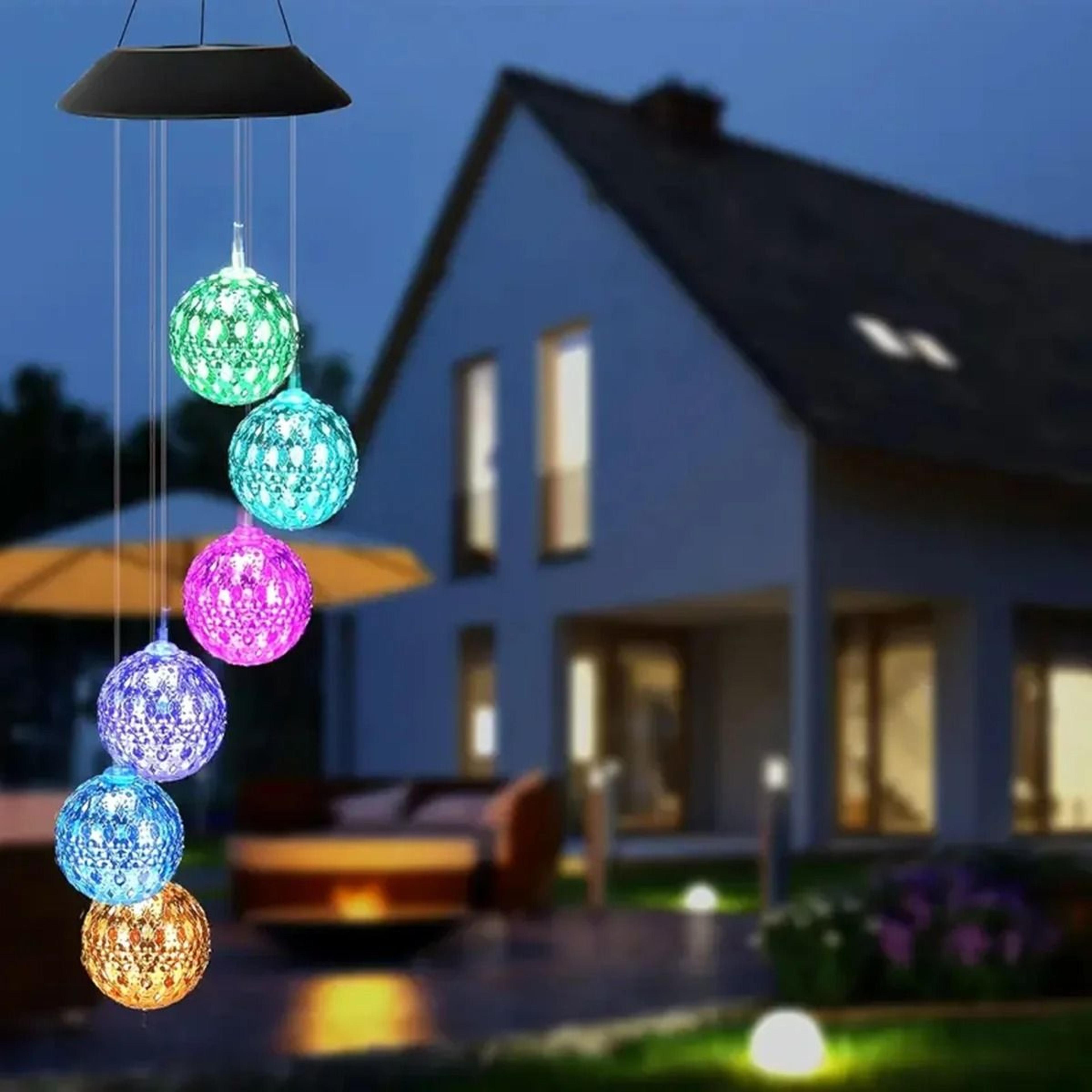 Solar Moroccan Ball Wind Chime Lamp ColorChanging Hanging Patio  Garden Decoration 4