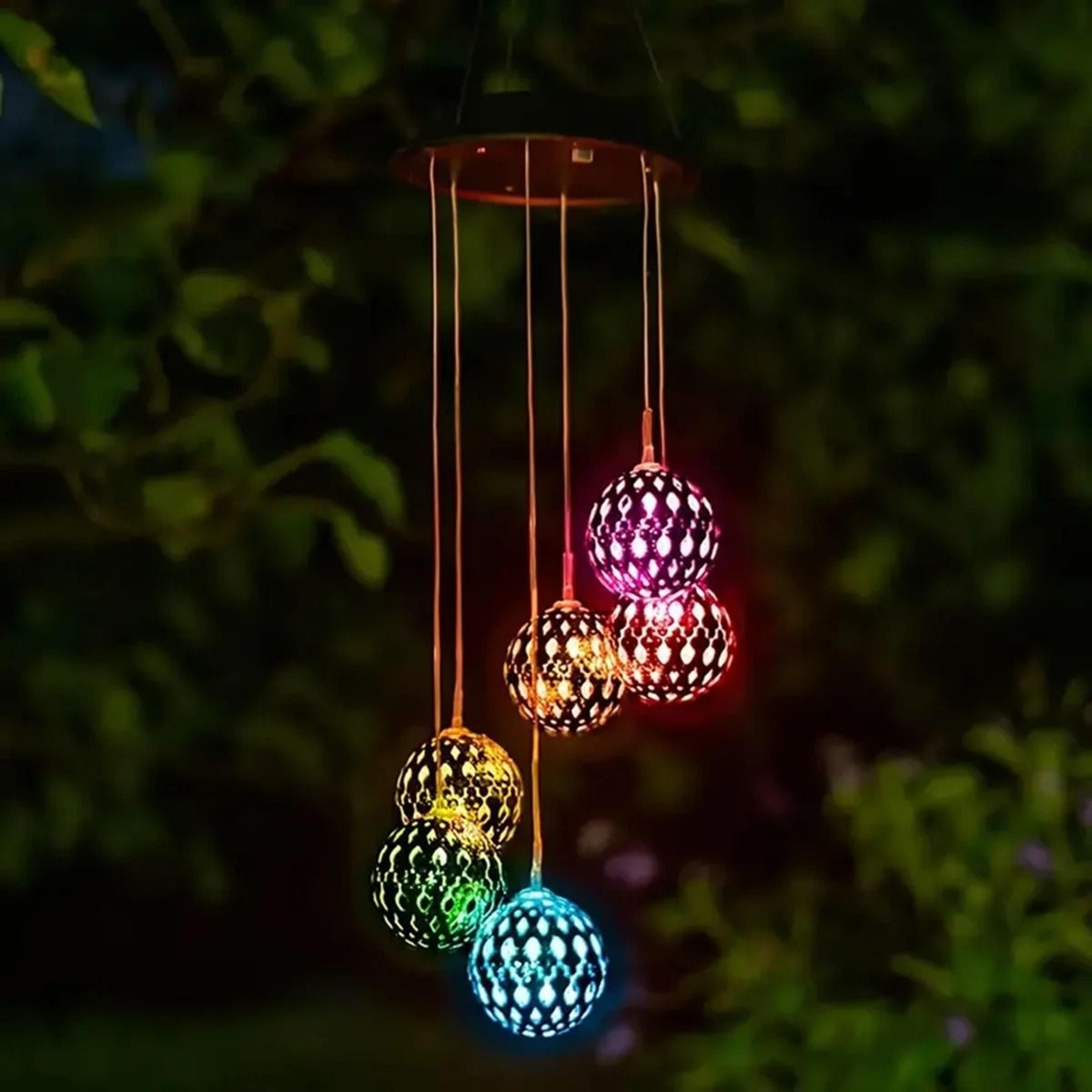 Solar Moroccan Ball Wind Chime Lamp ColorChanging Hanging Patio  Garden Decoration 1