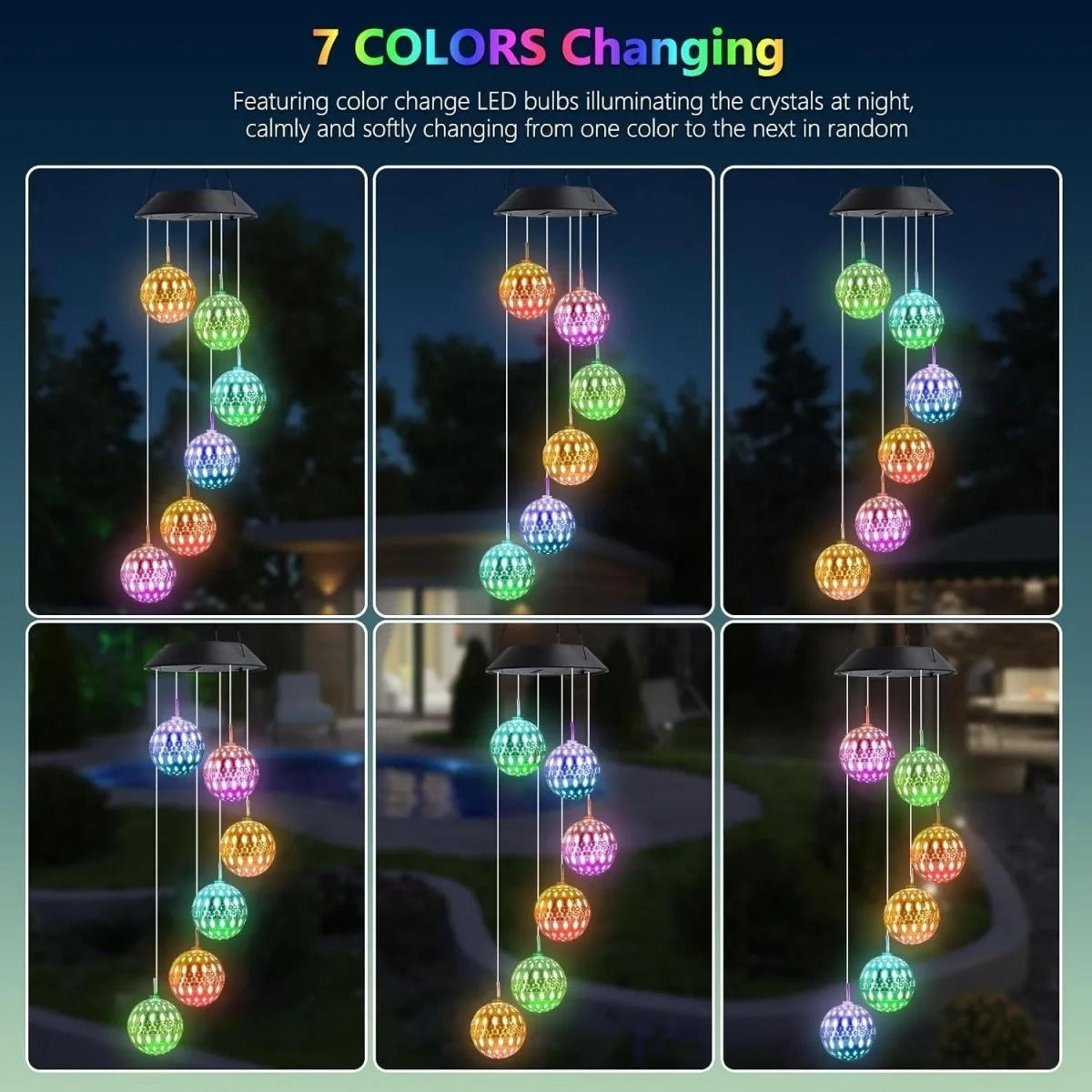 Solar Moroccan Ball Wind Chime Lamp ColorChanging Hanging Patio  Garden Decoration 5