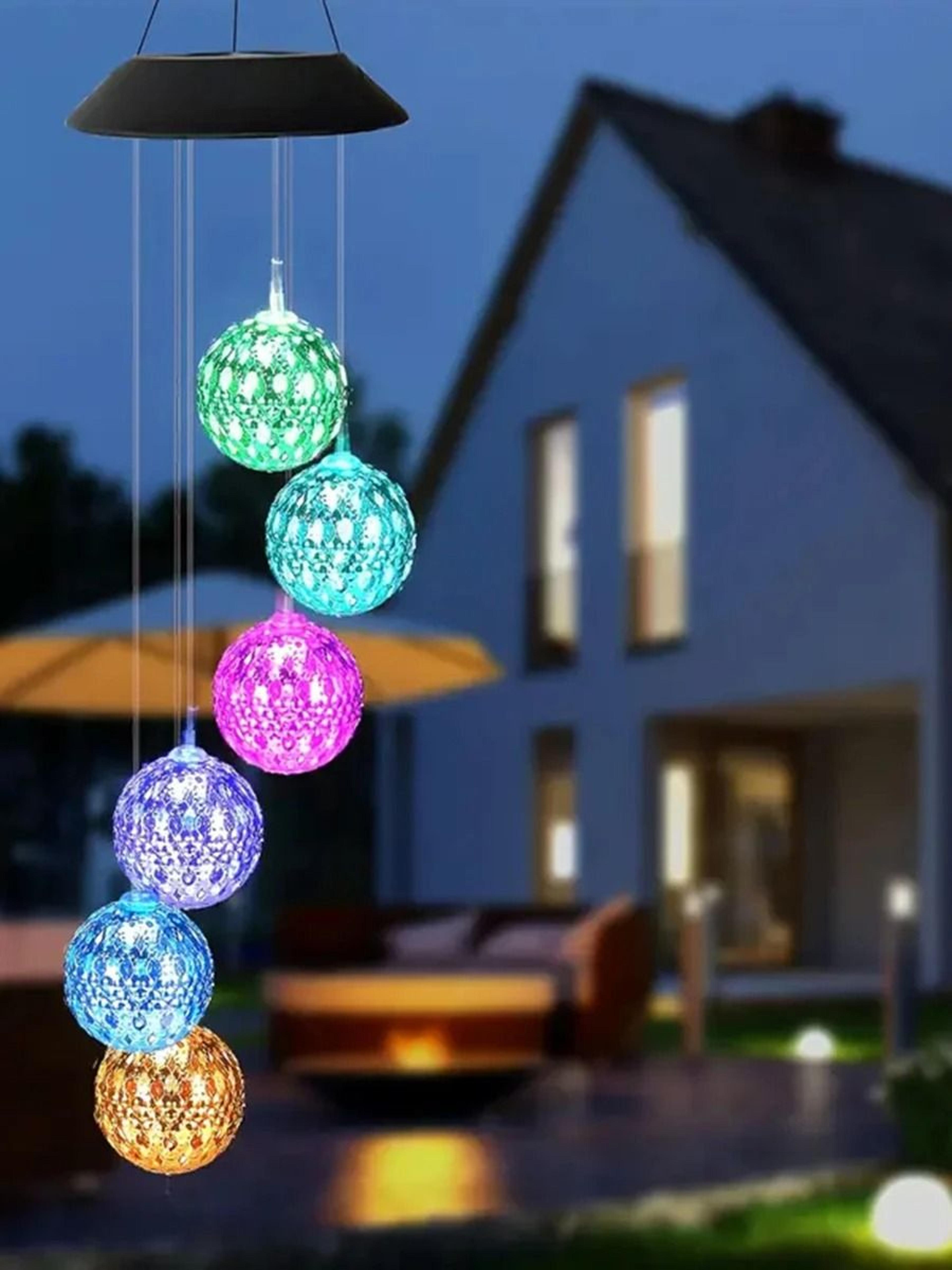 Solar Moroccan Ball Wind Chime Lamp ColorChanging Hanging Patio  Garden Decoration 6