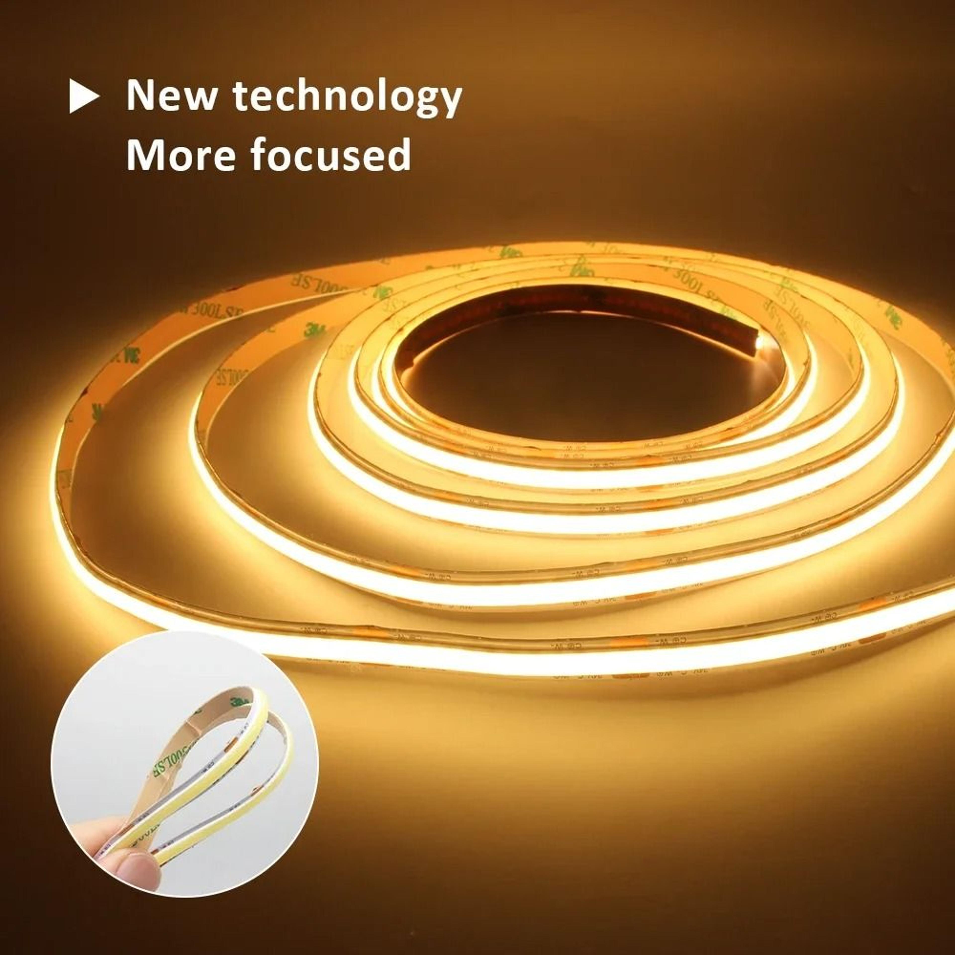 24V CCT Dimmable COB LED Strip Light Kit Dual White WWCW Flexible Ribbon With 17Key RF Remote 3