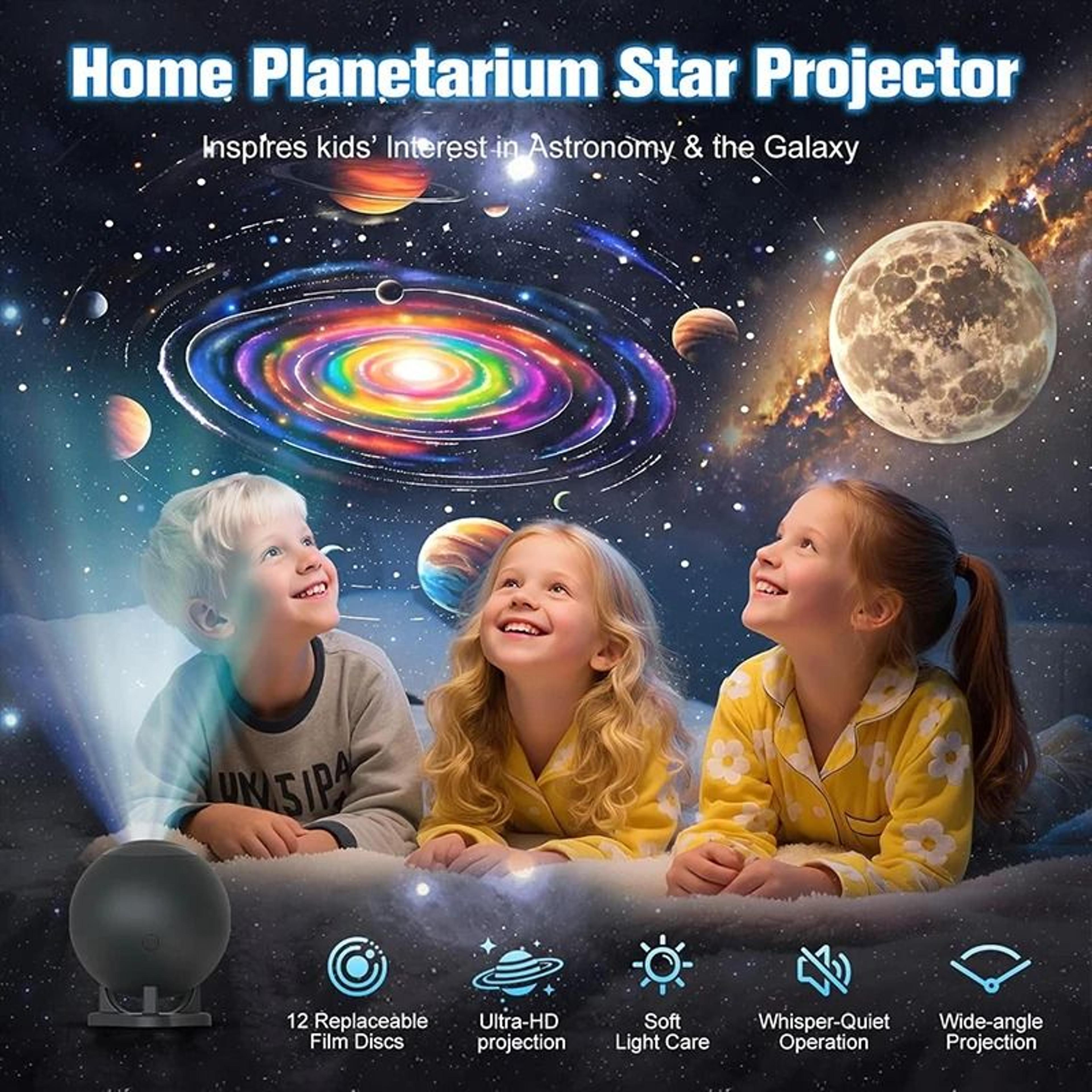 Galaxy Star Projector Night Light Planetarium Ceiling Projector With 12 Space Film Discs 4