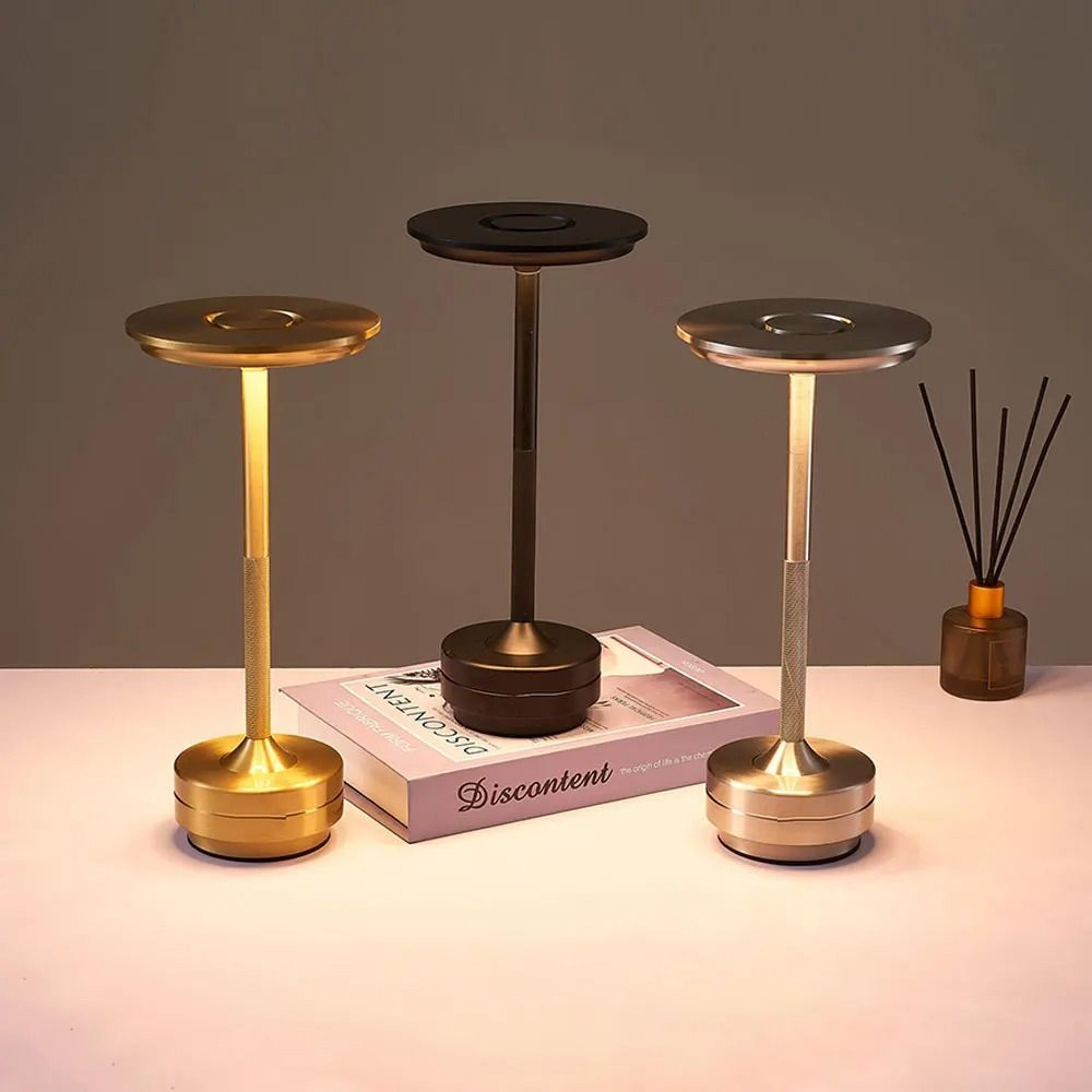 modern rechargeable touch led desk & bar table lamp (minimalist cordless night light for cafe & bedroom)