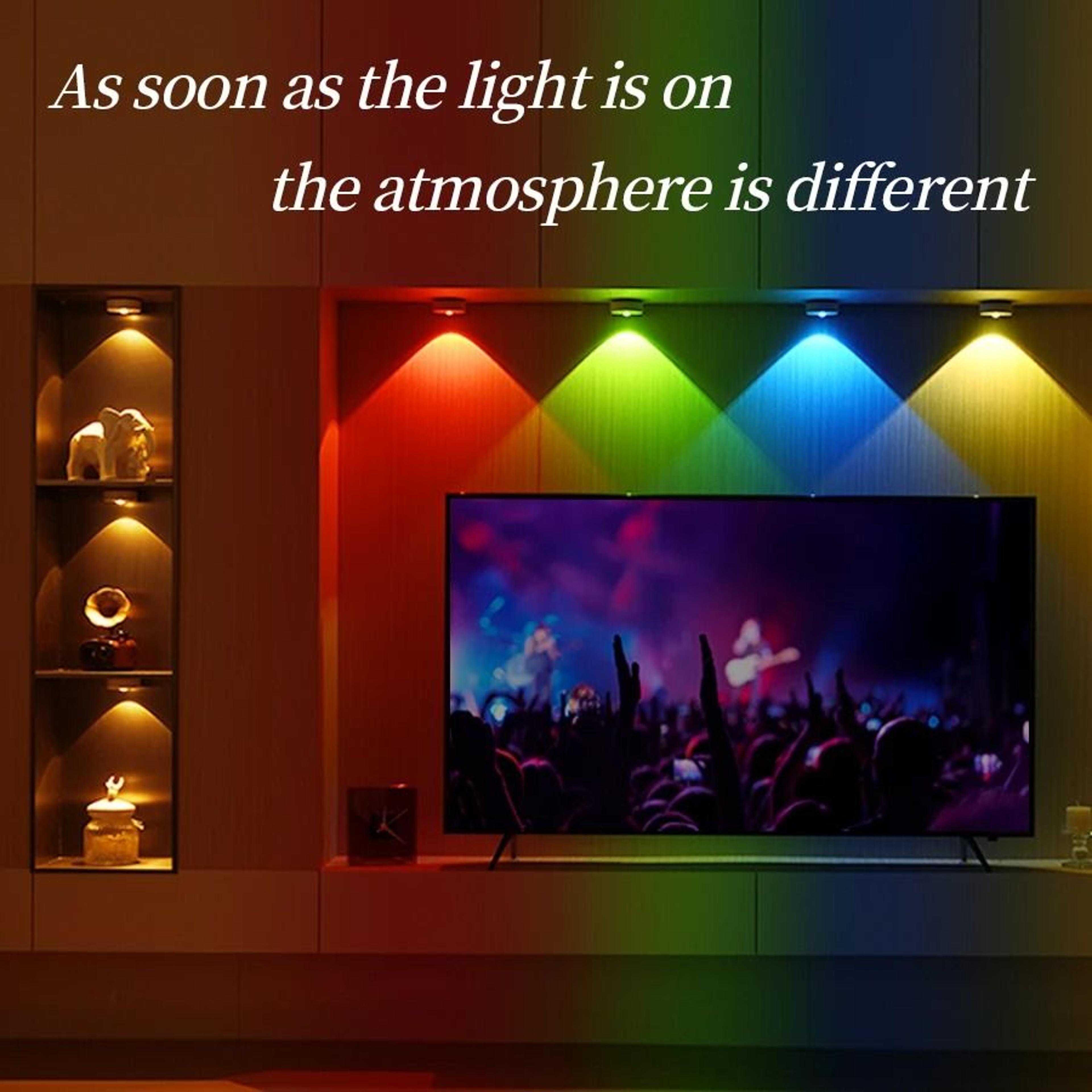RGB LED Magnetic Rechargeable Cabinet Spotlight Remote Control Dimmable Display Case  Wardrobe Lamp 3
