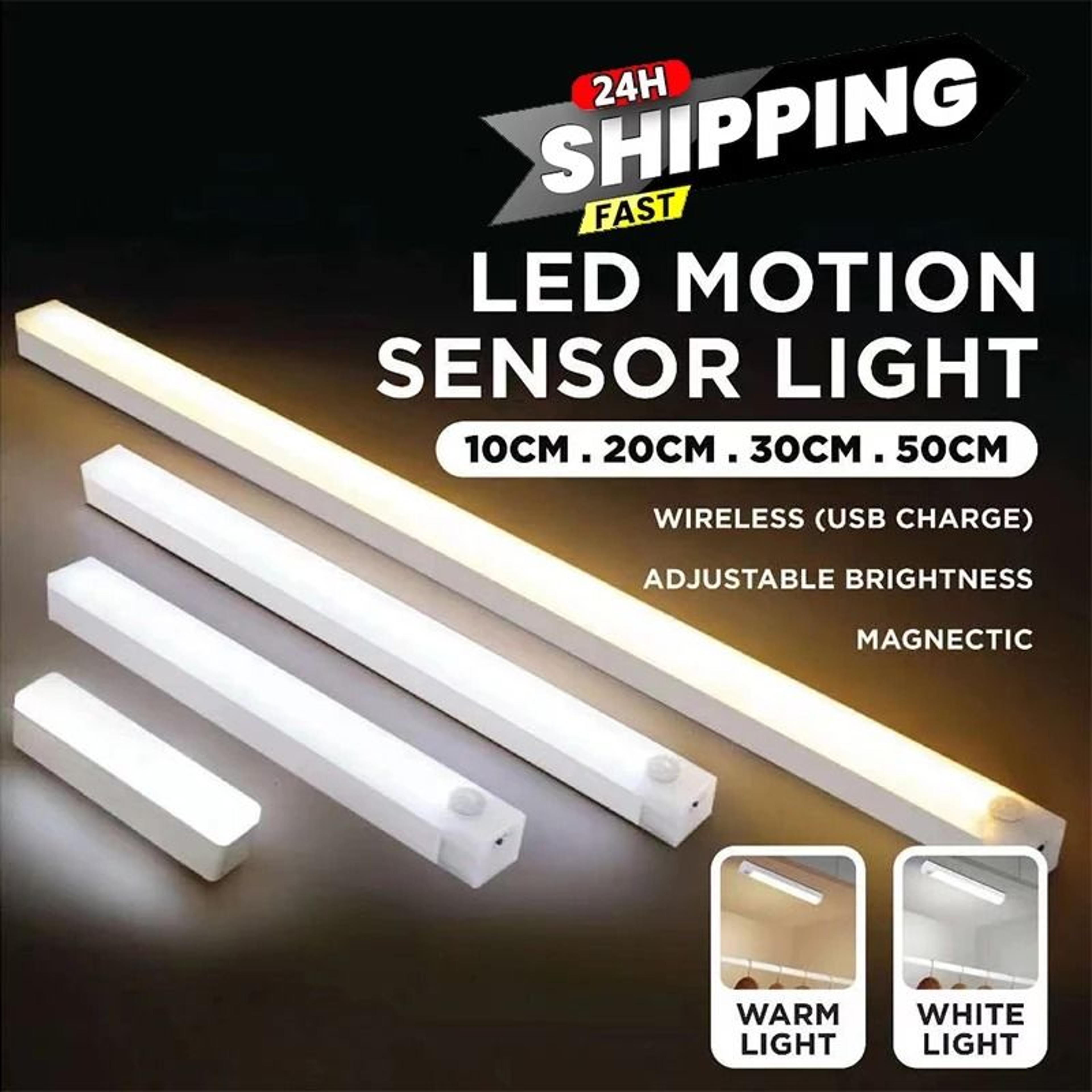 pir motion sensor led under cabinet light bar (dimmable rechargeable closet & staircase safety lamp)