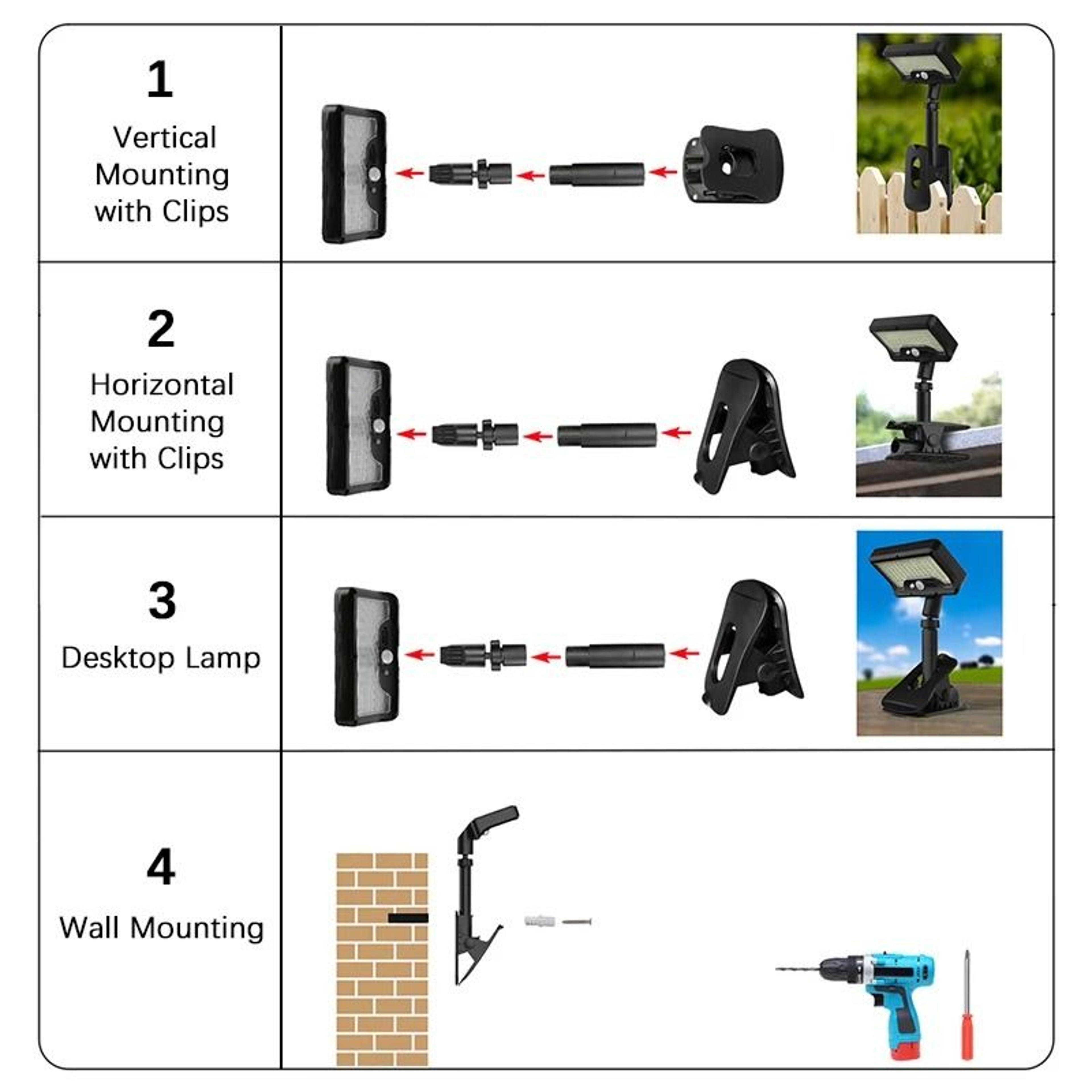 92 LED Solar ClipOn Motion Sensor Outdoor Light For Camping  Yard 4
