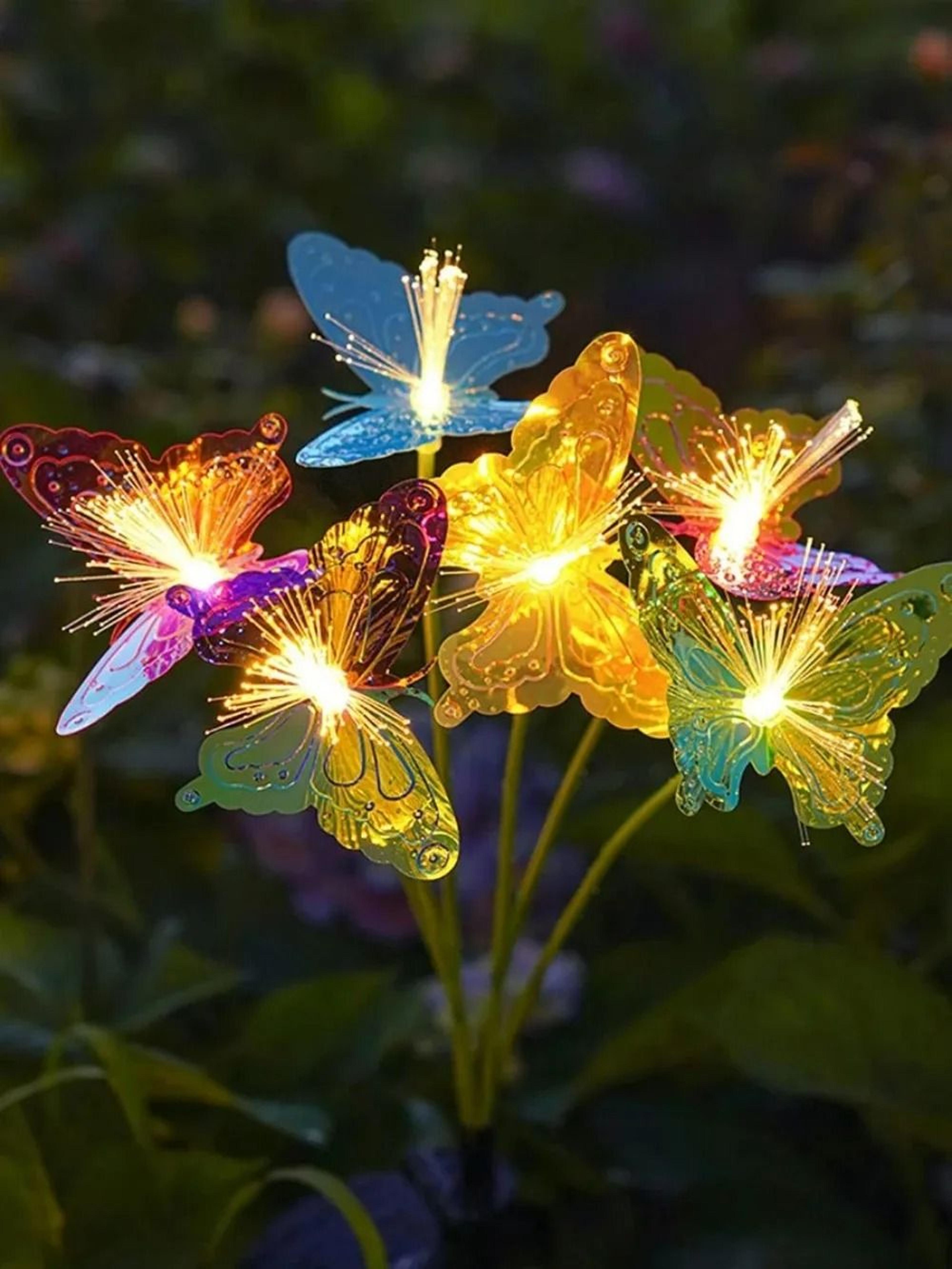 6Head Solar Butterfly Fiber Optic Iridescent Outdoor Garden Light 7