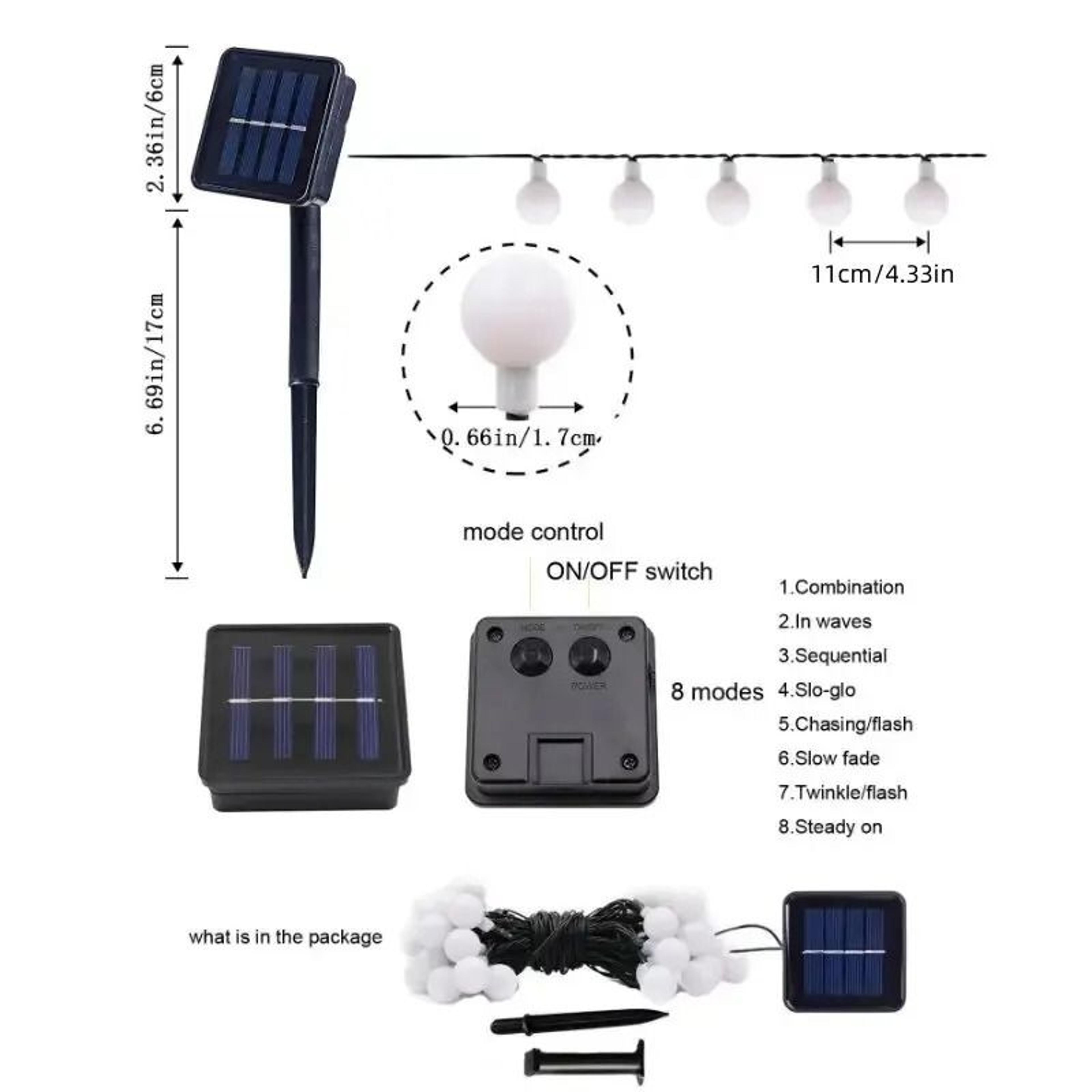 Solar Outdoor LED White Ball String Lights For Garden Patio  Camping 4