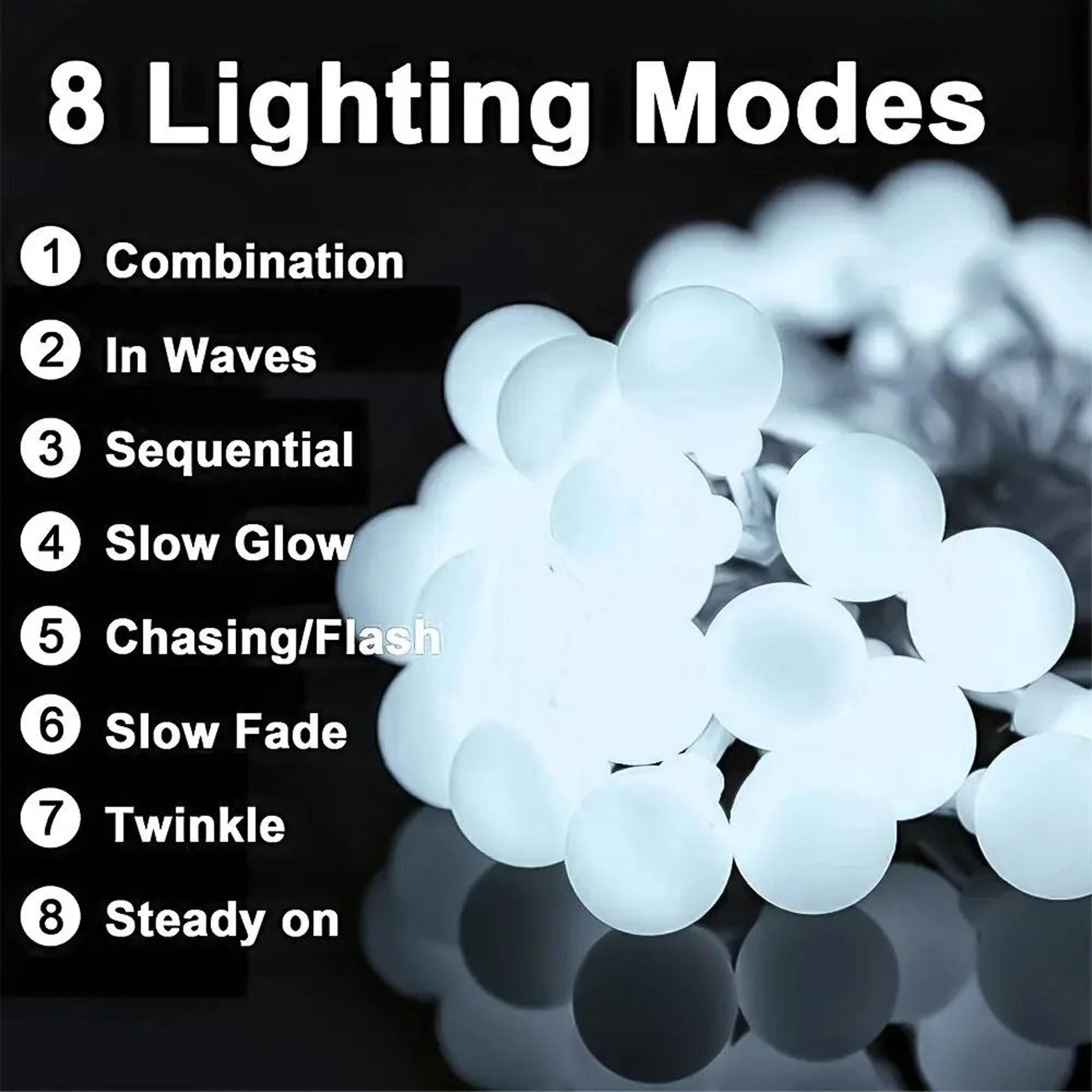 Solar Outdoor LED White Ball String Lights For Garden Patio  Camping 5