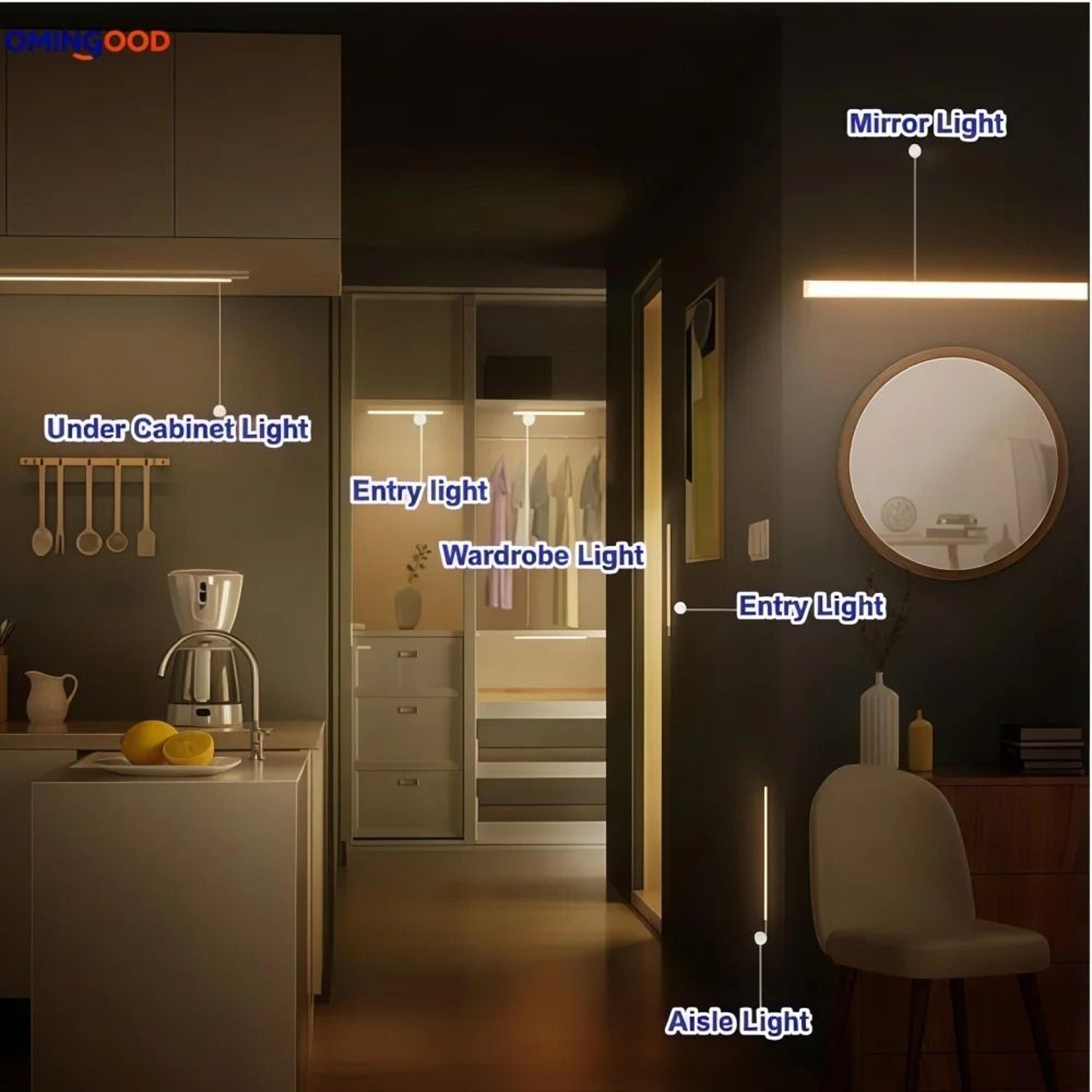Motion Sensor Wireless LED Strip Light USB Rechargeable Long Bar Lamp For Cabinet  Stairs 4