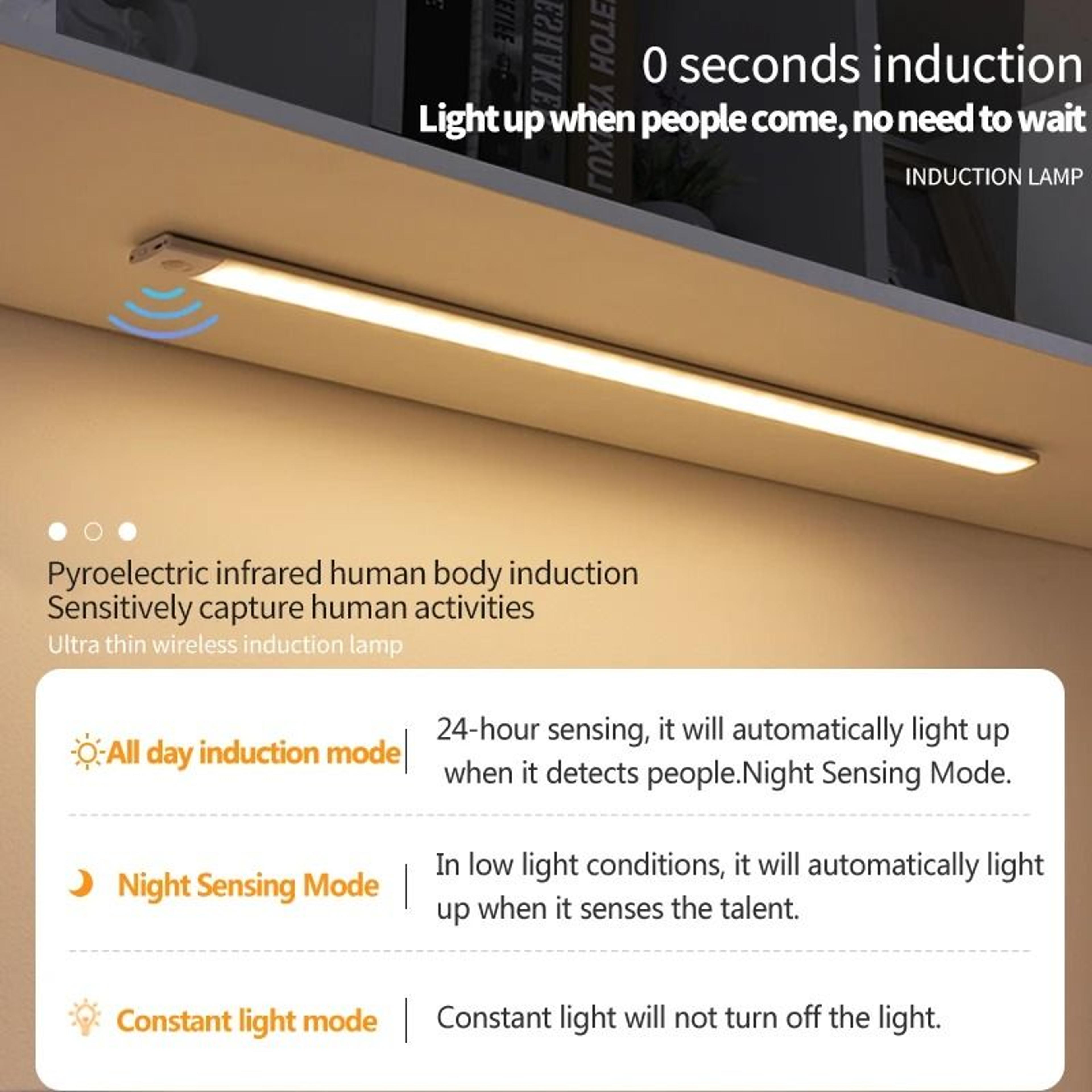 3in1 Color Motion Sensor LED Cabinet Light Bar USB Rechargeable 10cm50cm 2