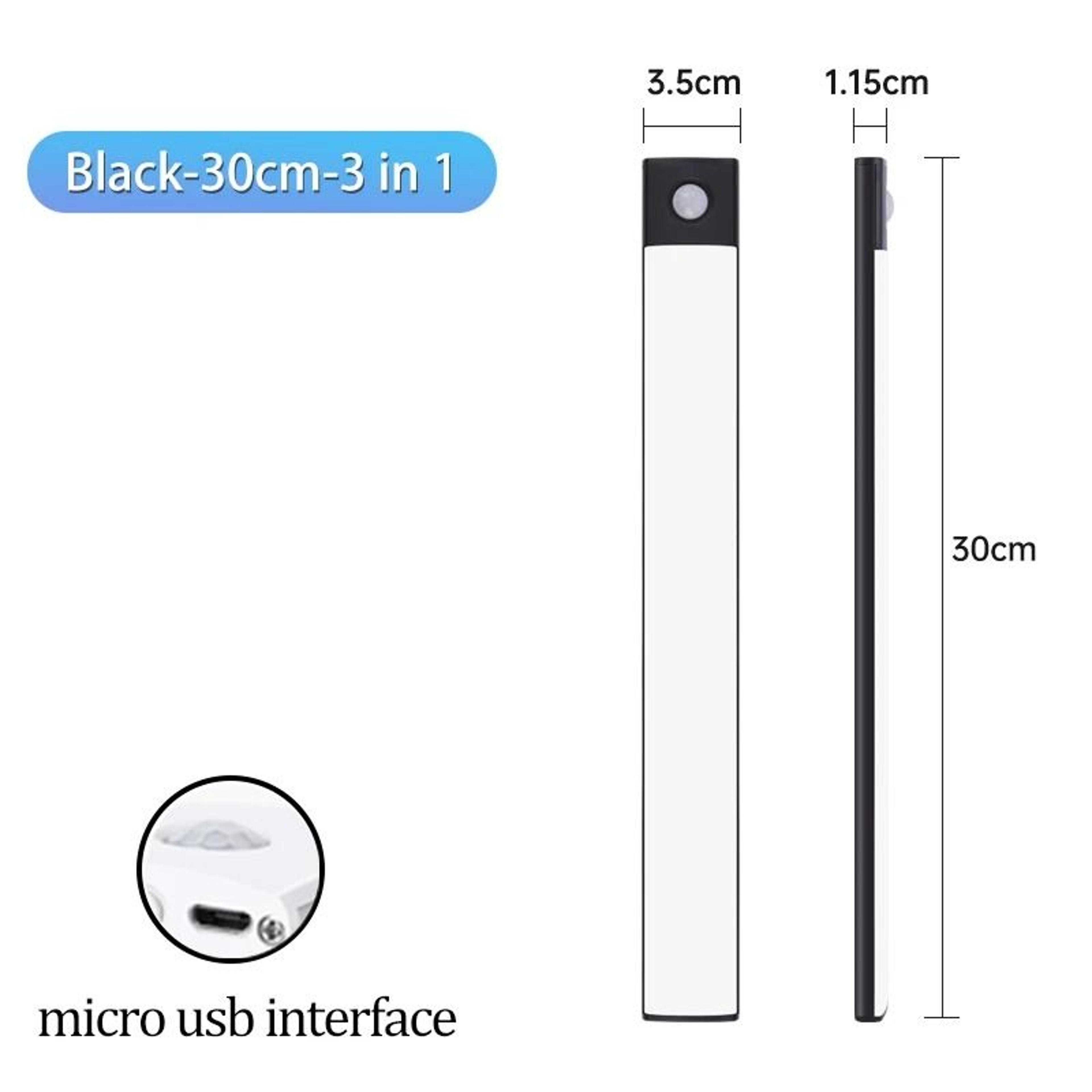 3in1 Color Motion Sensor LED Cabinet Light Bar USB Rechargeable 10cm50cm 11