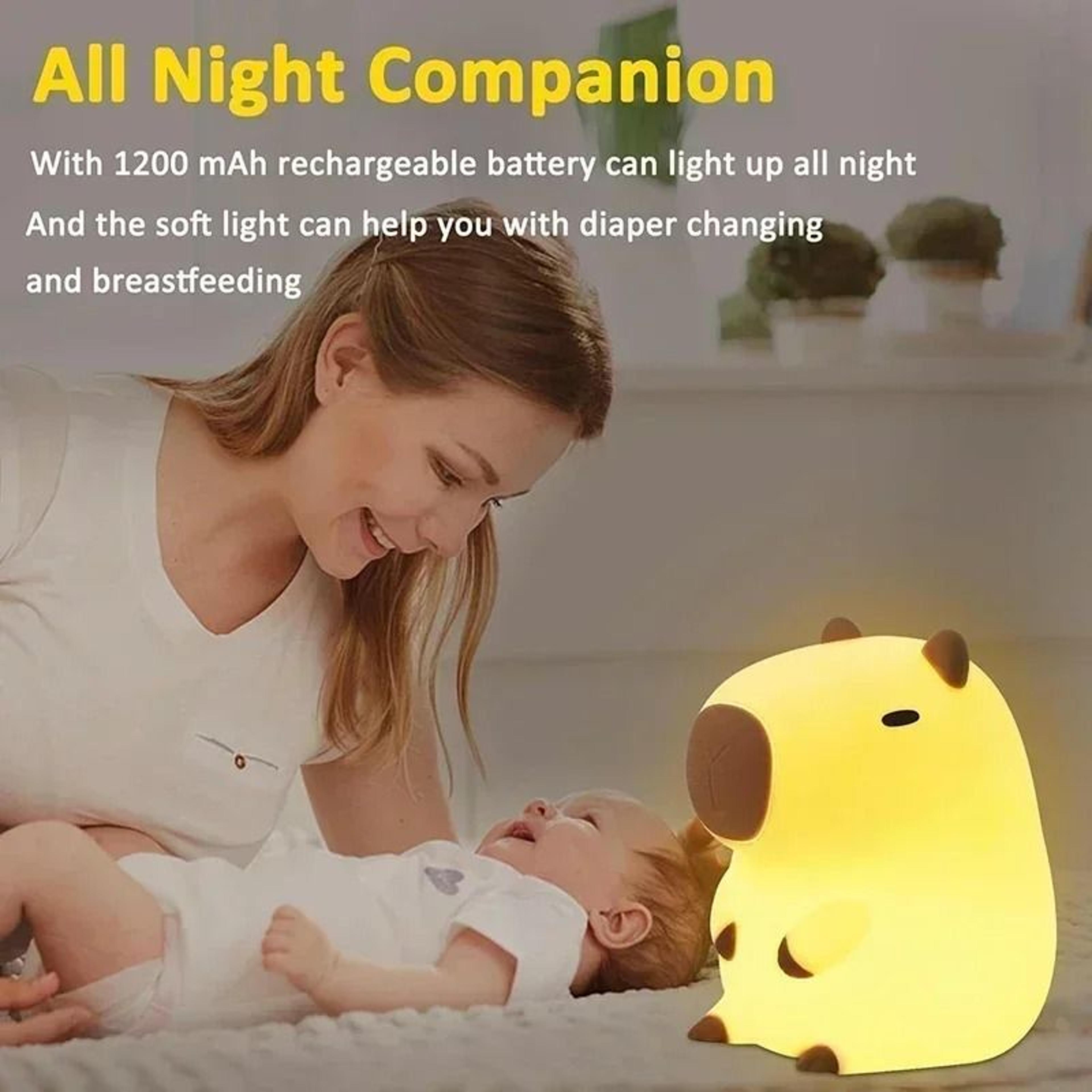 Cute Capybara Silicone LED Night Light With Touch Sensor For Bedroom  Nursery 5