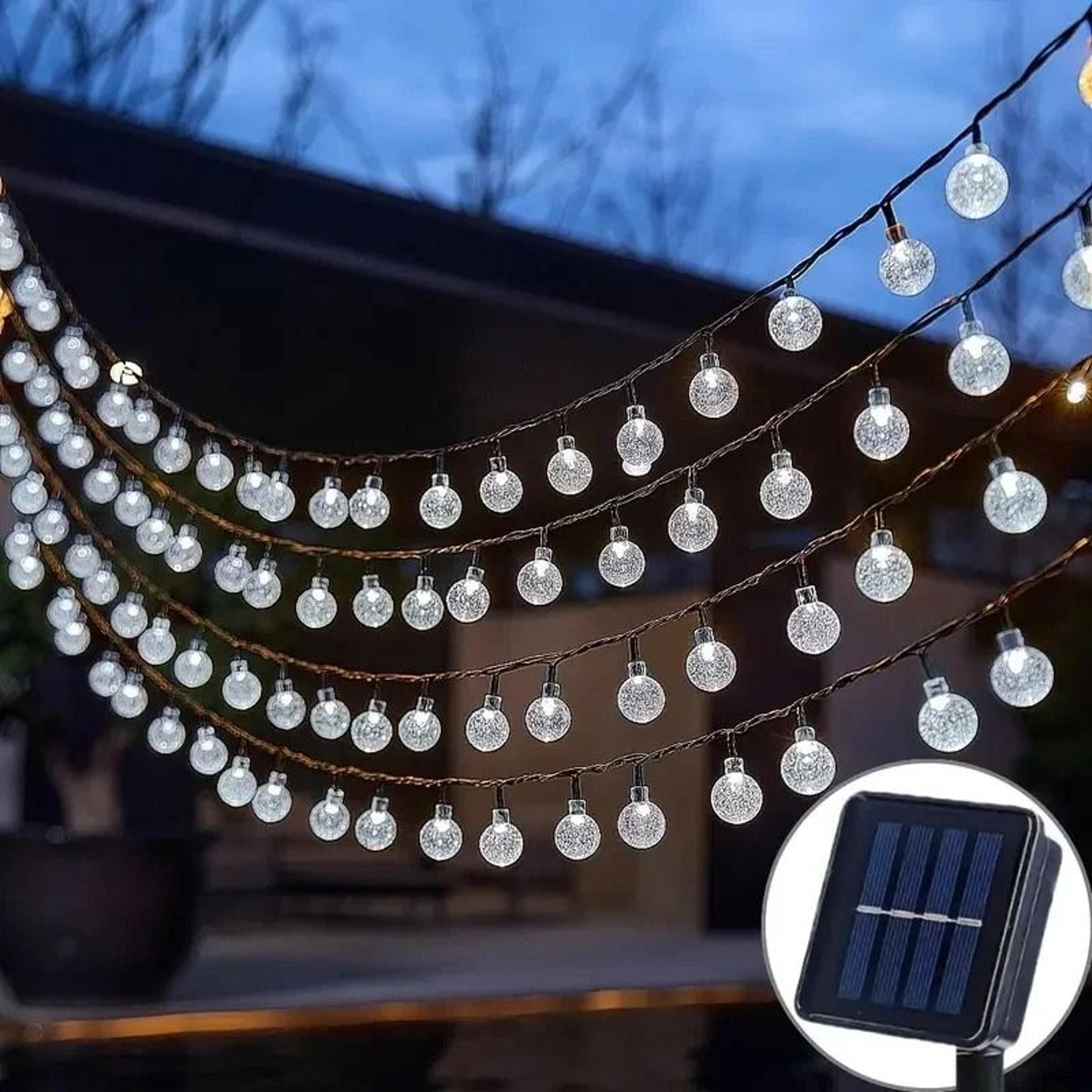 Solar Crystal Bubble Ball String Lights 200 LEDs With 8 Lighting Modes 8