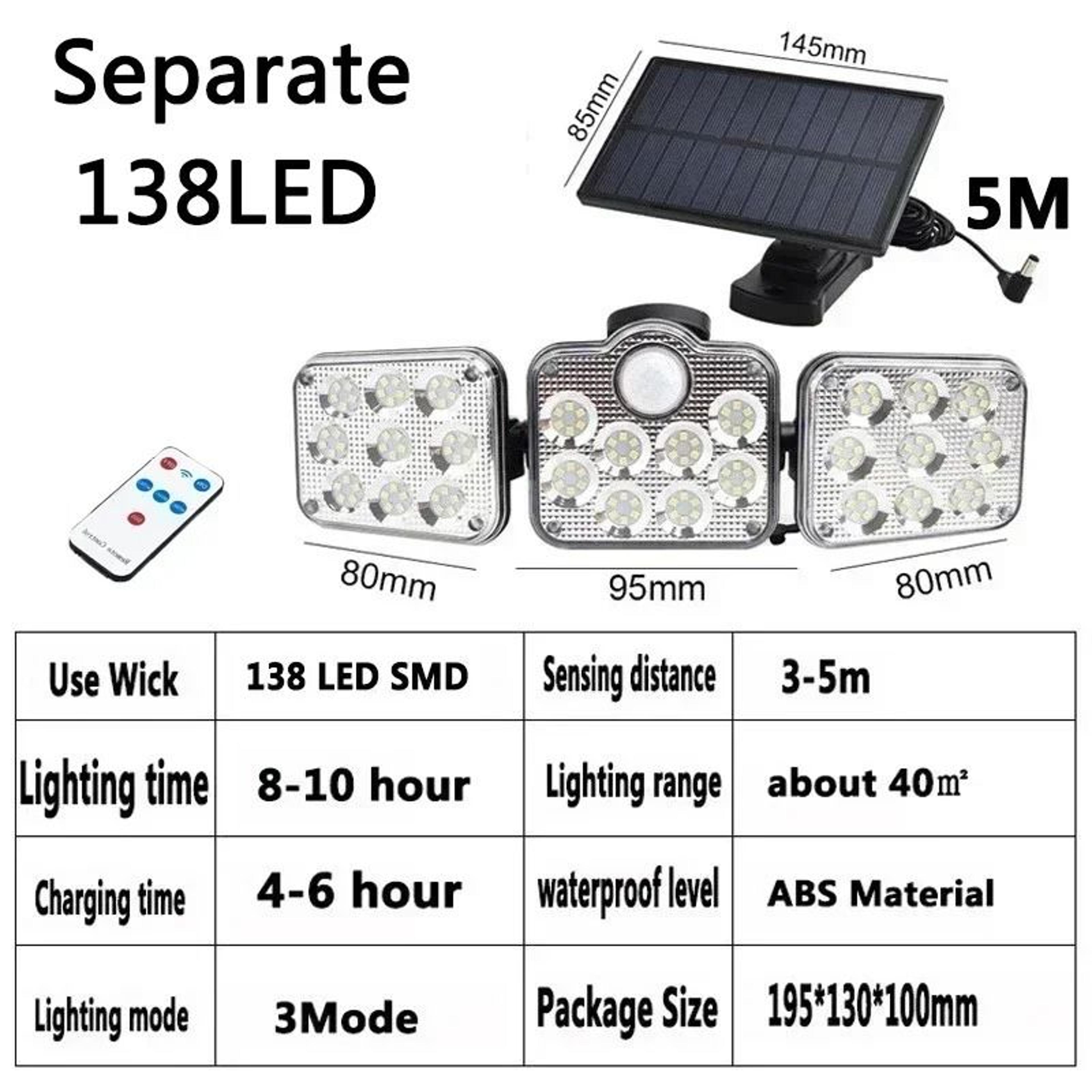 MultiHead Outdoor Solar Motion Sensor Security Wall Lamp IP65 Waterproof 9