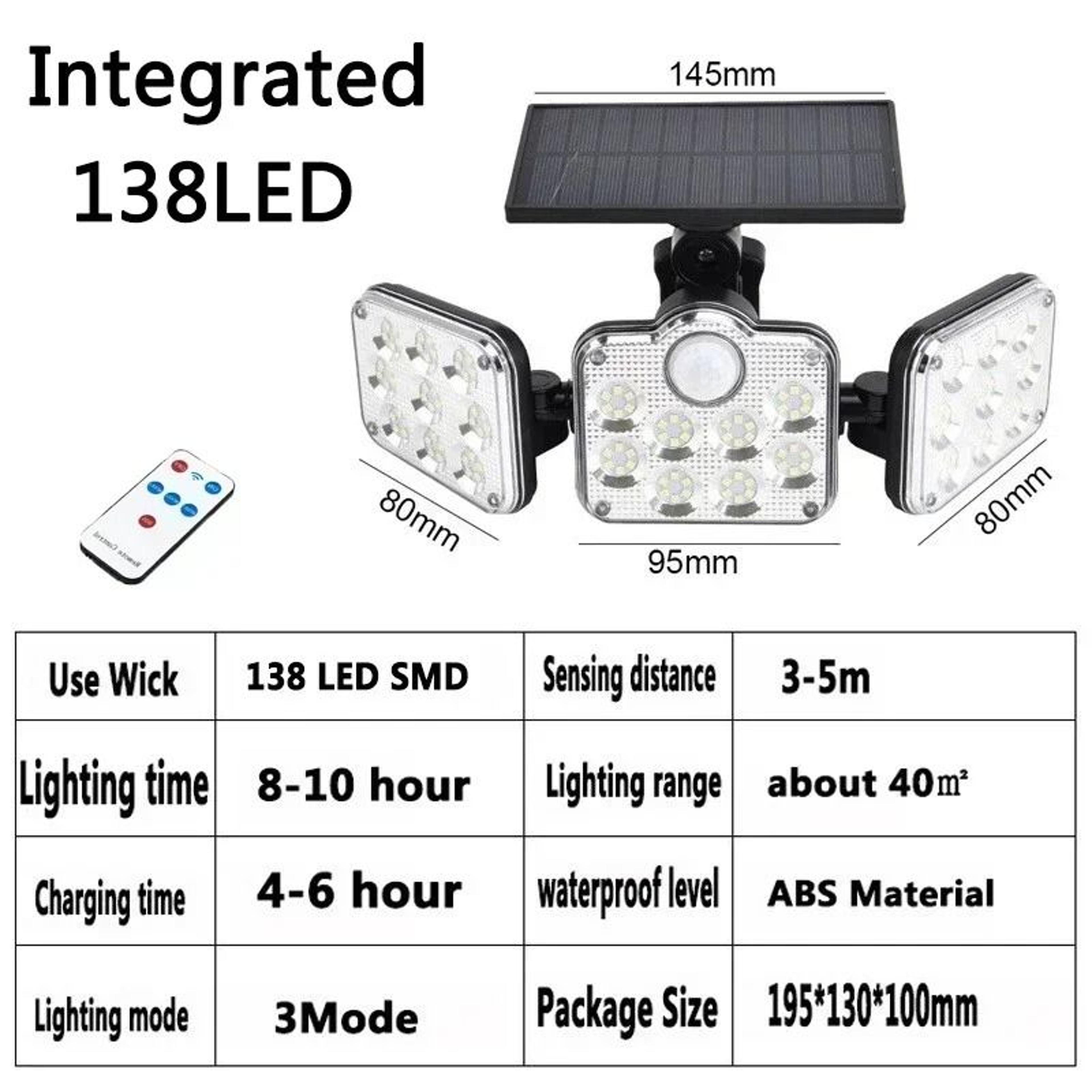 MultiHead Outdoor Solar Motion Sensor Security Wall Lamp IP65 Waterproof 8