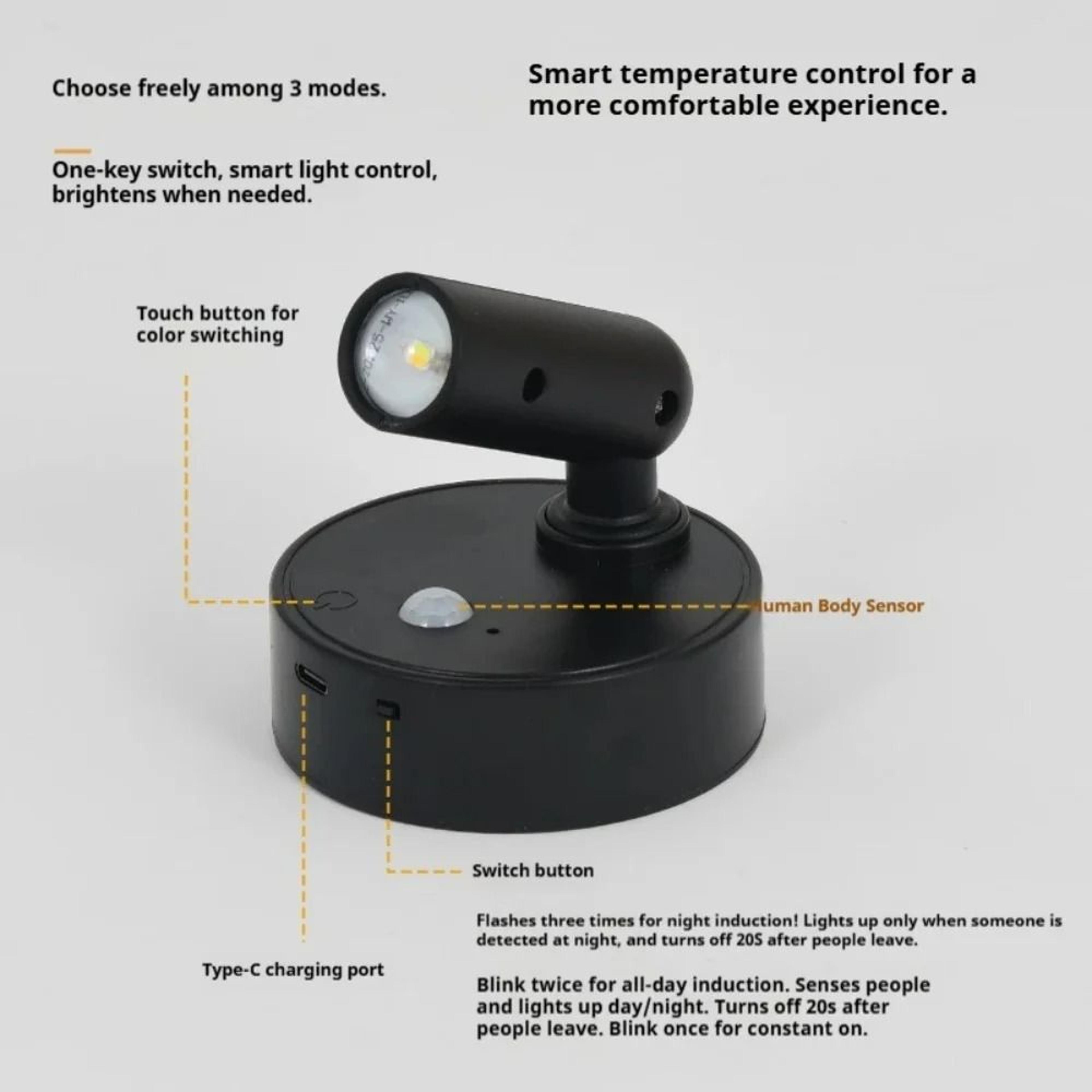 Rechargeable LED Motion Sensor Spotlight With Remote  Cordless Wall Mount 2