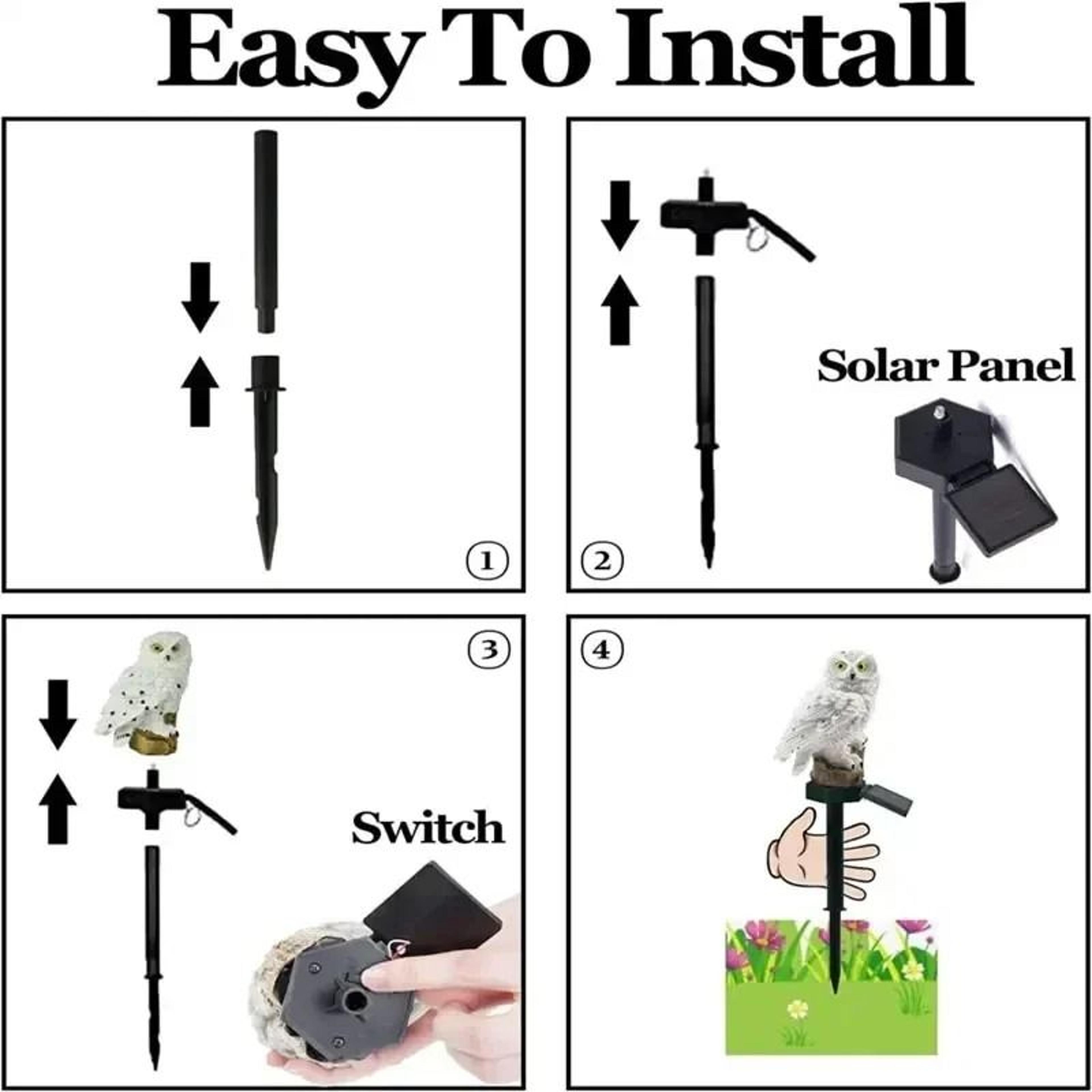 Waterproof Outdoor Solar Owl Garden Lamp LED Stake Decoration Light 5