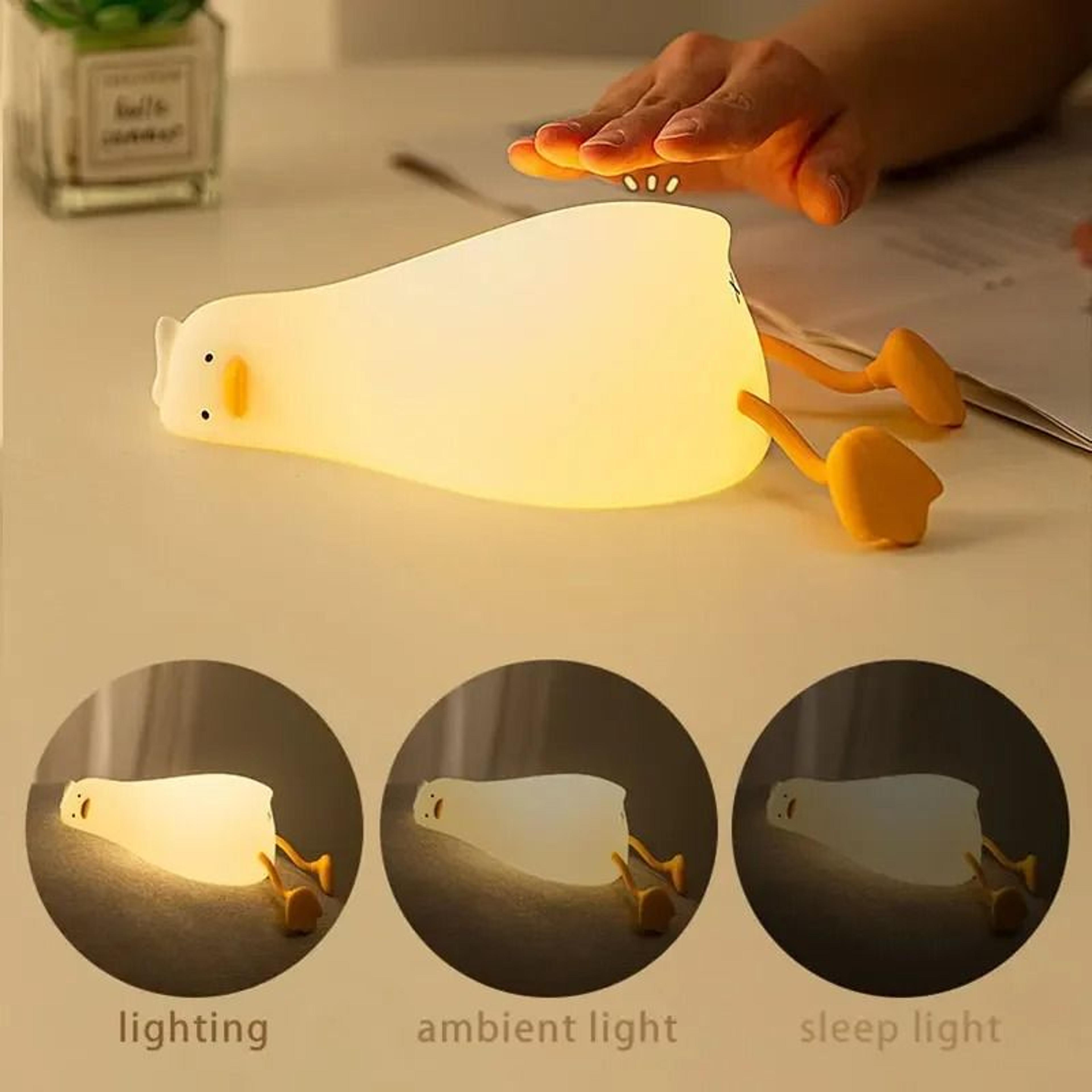 Cute Duck Silicone TouchControl LED Nursery Night Light USB Rechargeable 7