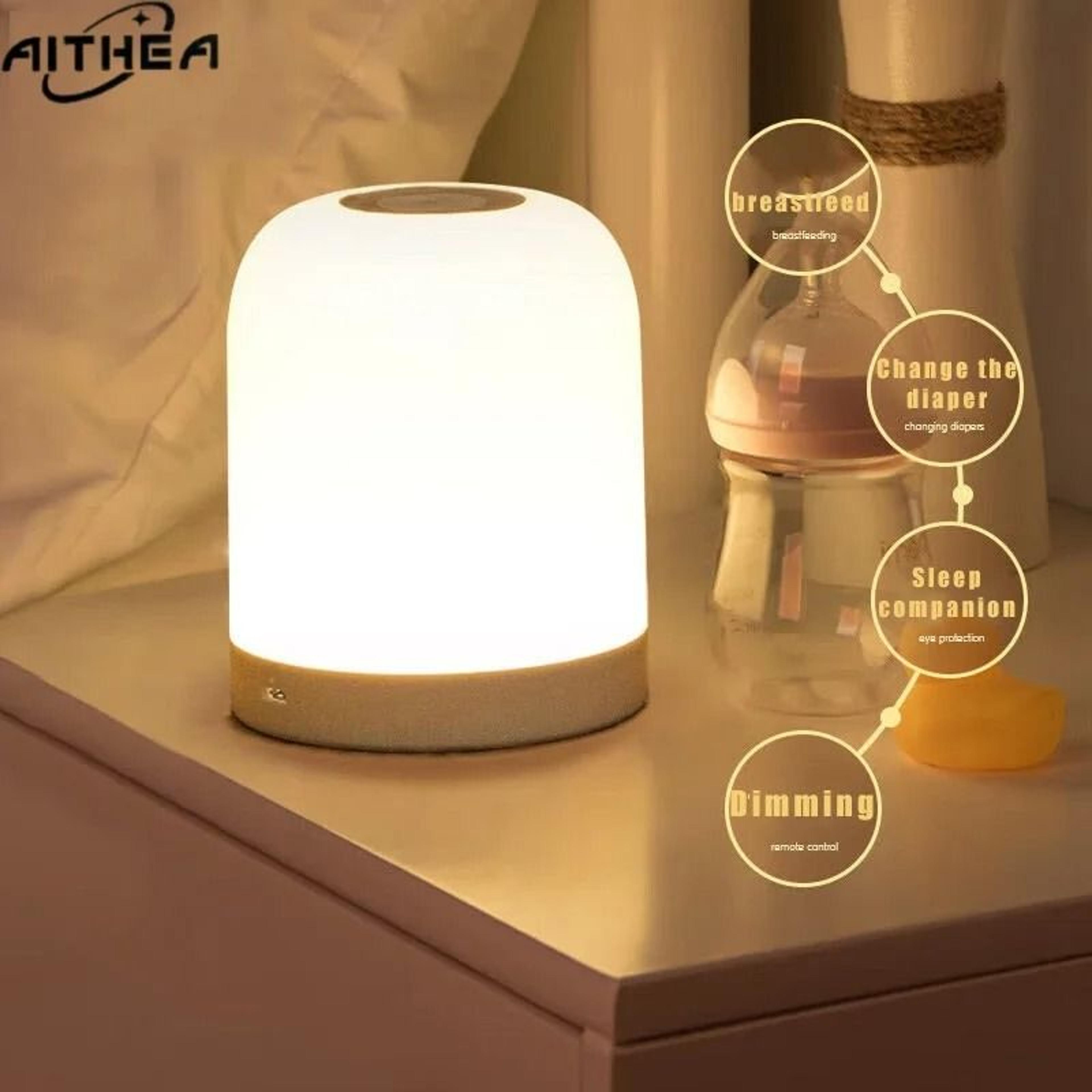 AITHEA Portable TouchControl LED Bedside Lamp 3Color Dimmable Night Light 2