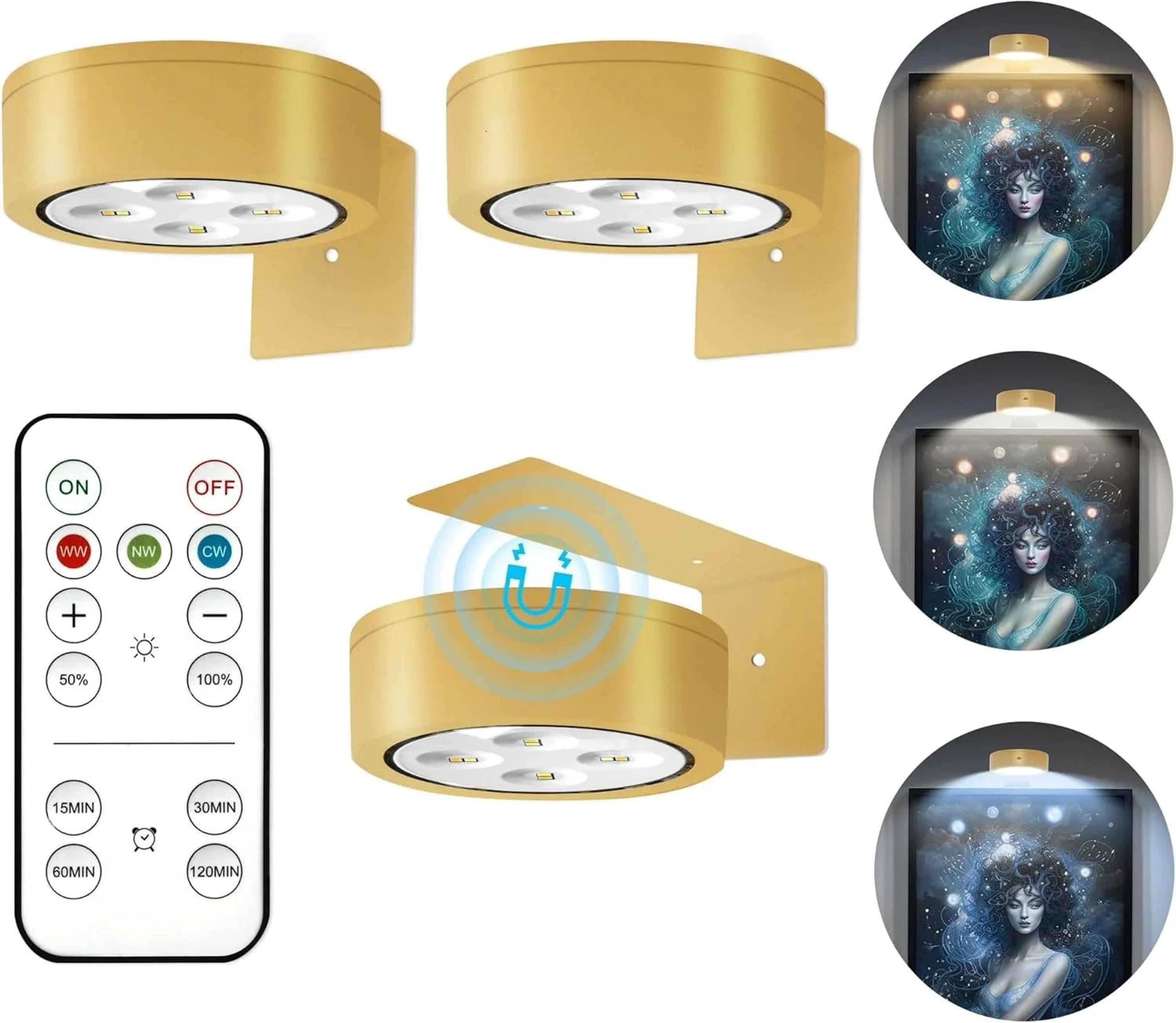 3Pack BatteryOperated Magnetic LED Picture  Art Display Lights With Remote 8