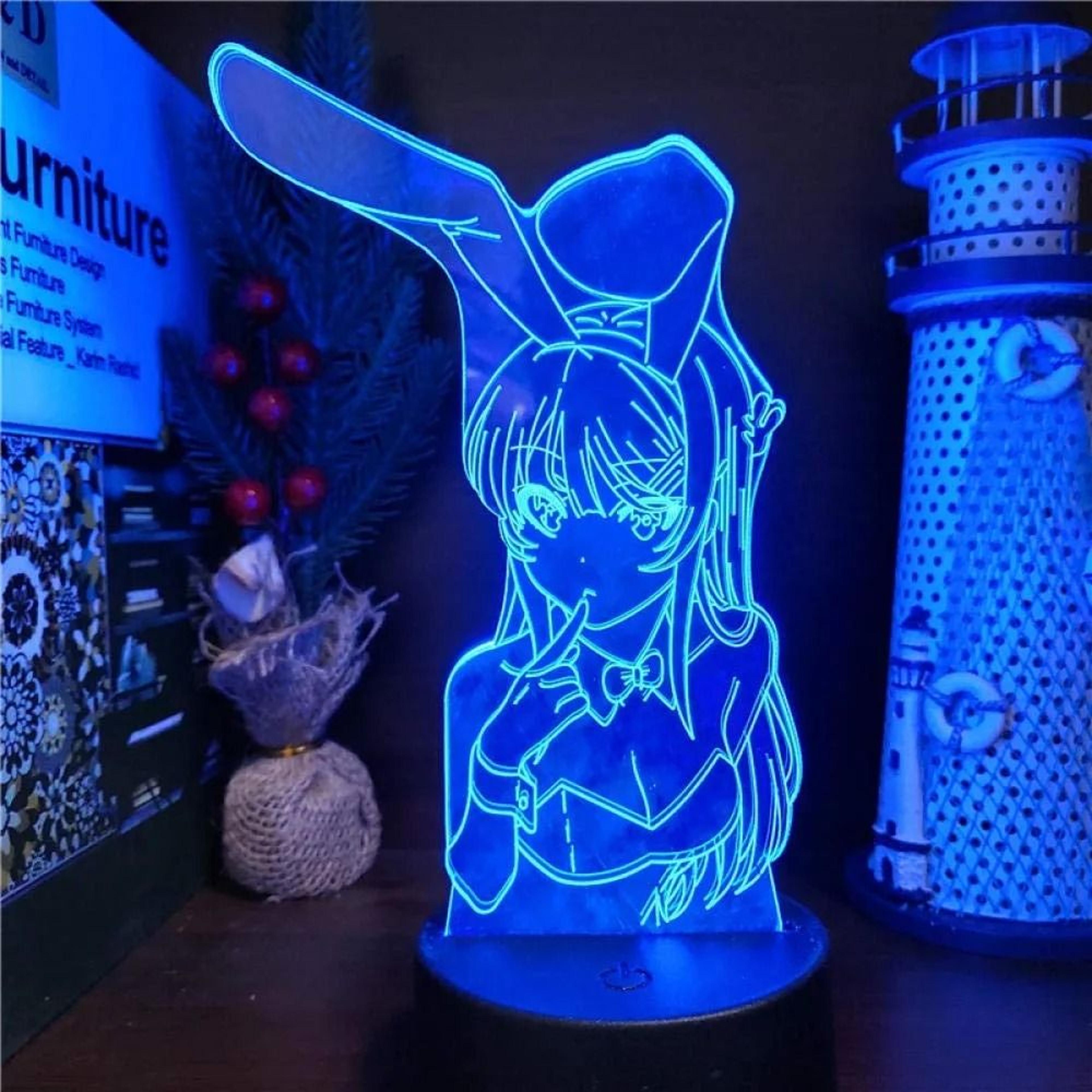 3D Optical Illusion LED Anime Lamp Mai Sakurajima MultiColor Changeable Night Light 1