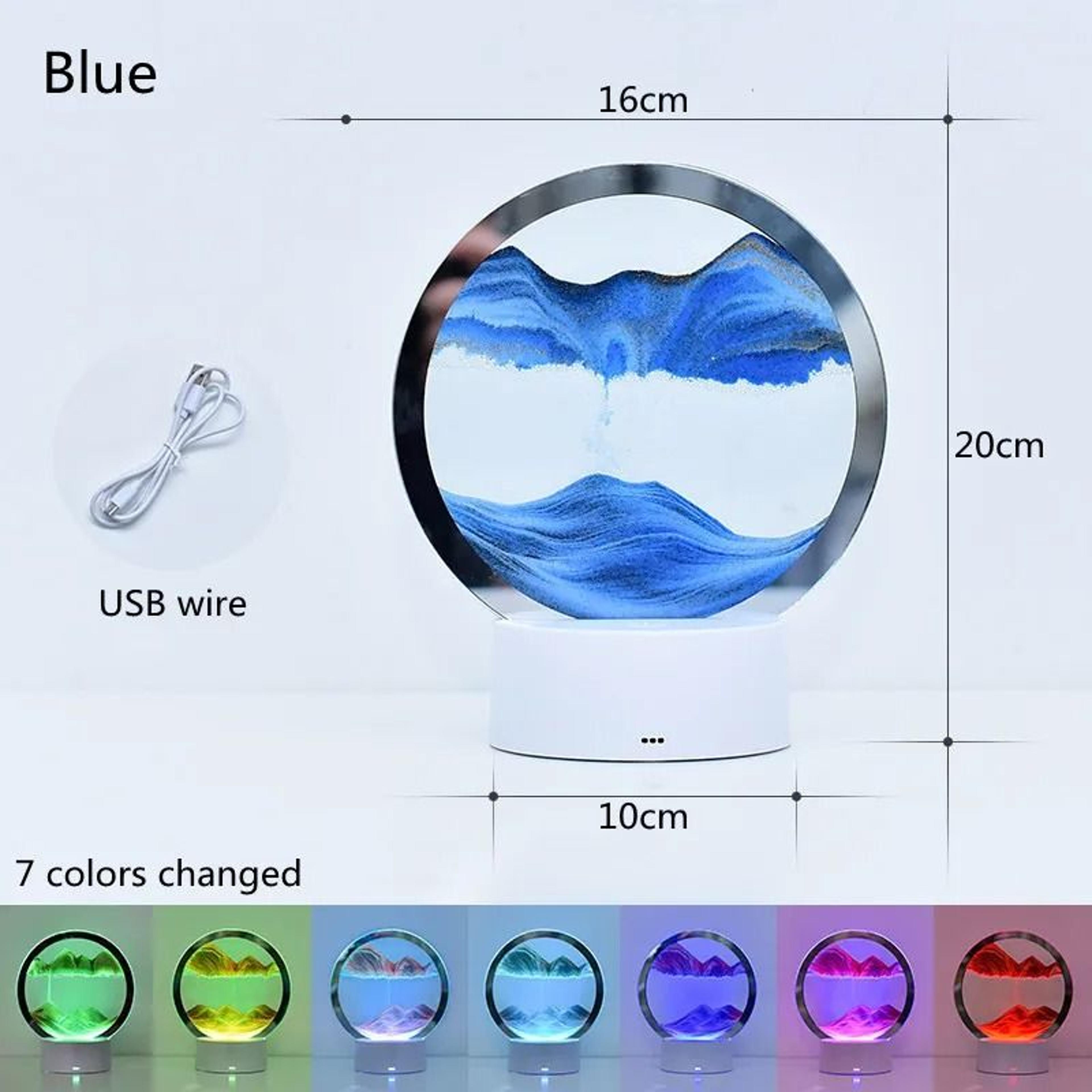 3D Moving Sand Art LED Night Light Flowing Sandscape Hourglass Table Lamp 6