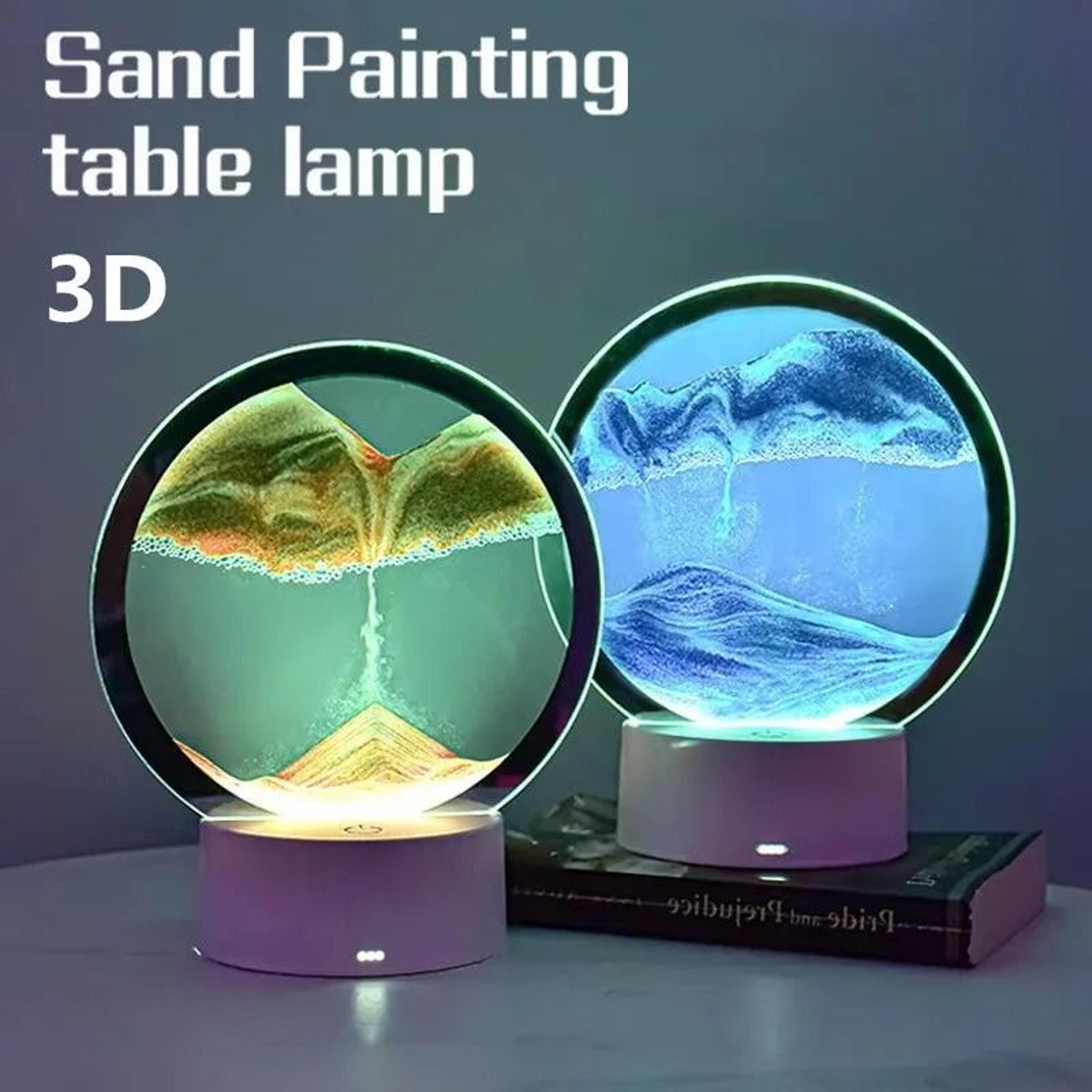 3D Moving Sand Art LED Night Light Flowing Sandscape Hourglass Table Lamp 1