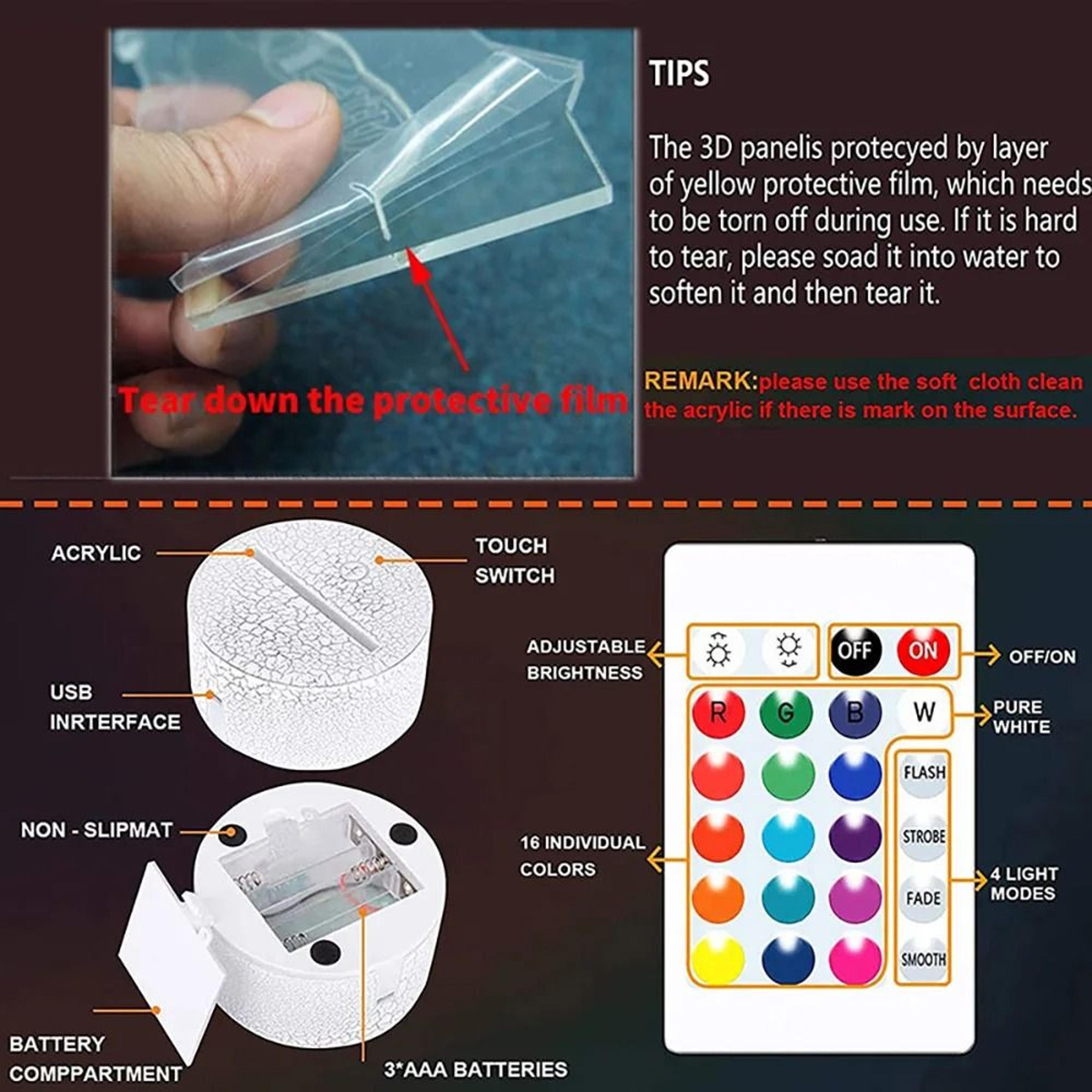 3D Optical Illusion Gaming Headset LED Lamp MultiColor Game Zone Desk Nightlight 1