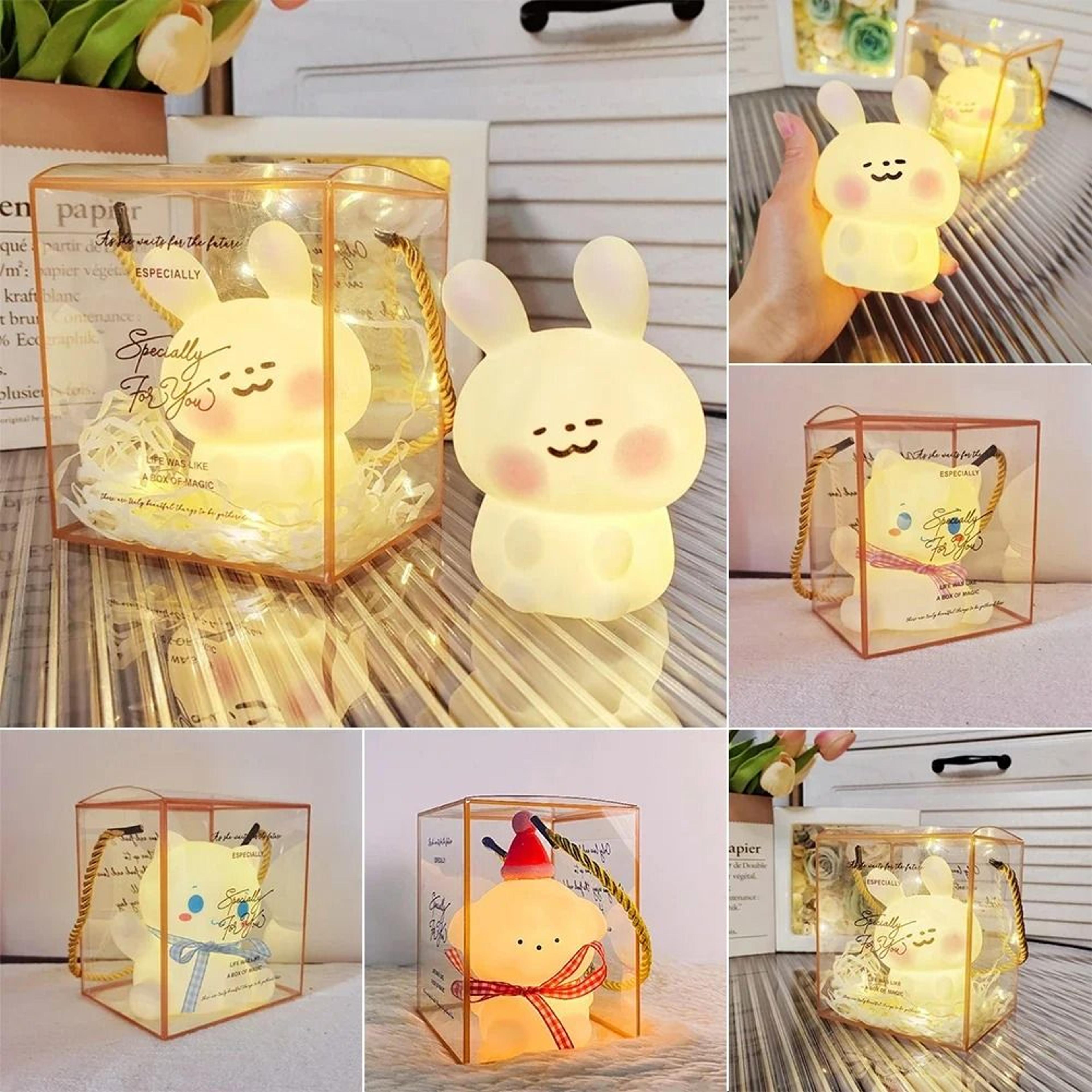 Big Face Silicone Rabbit Touch Night Light Cute Soft Cartoon LED Bedside Lamp For Kids 1