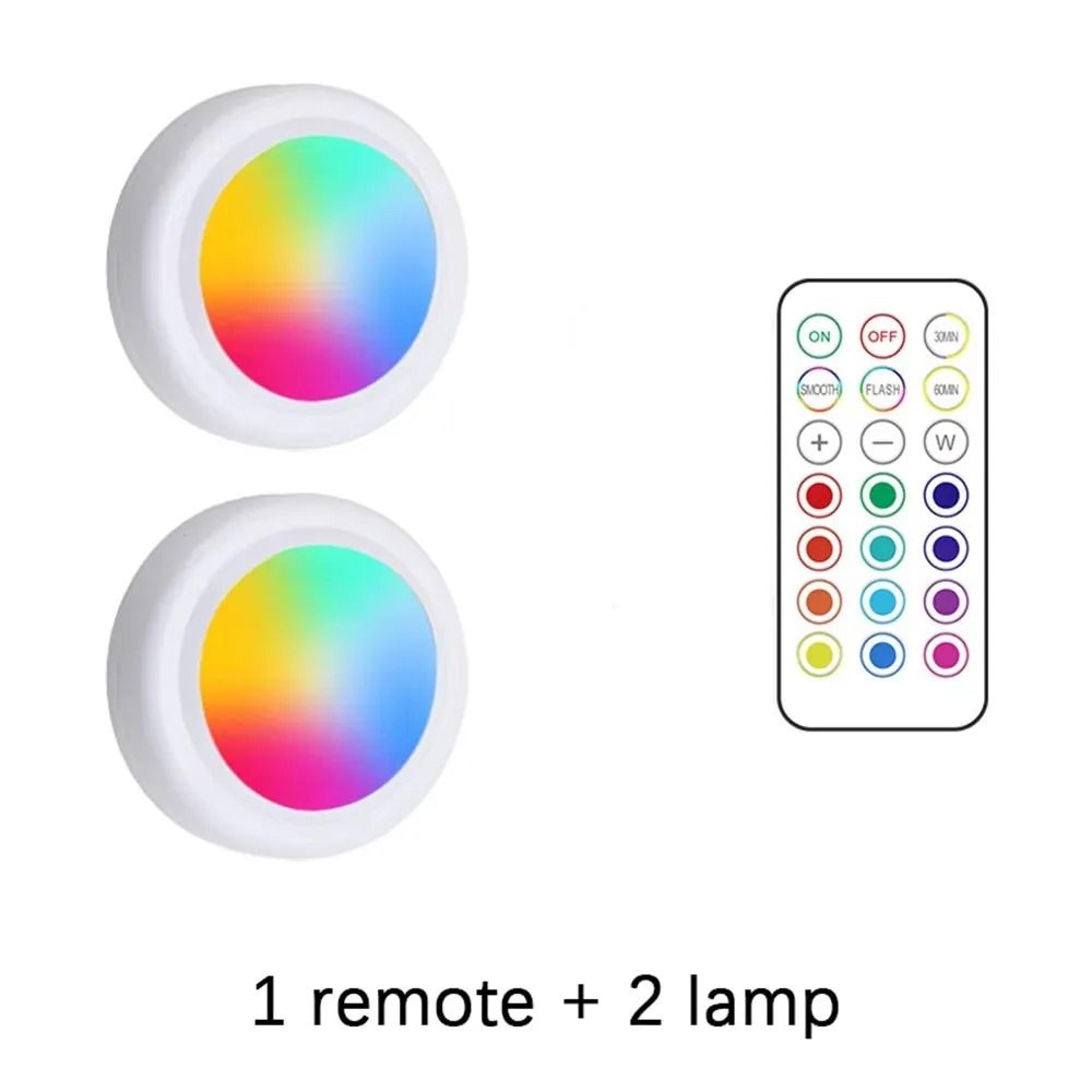 RGB LED Wireless UnderCabinet Puck Lights RemoteControlled Dimmable Battery Lights For Kitchen  Clo 6