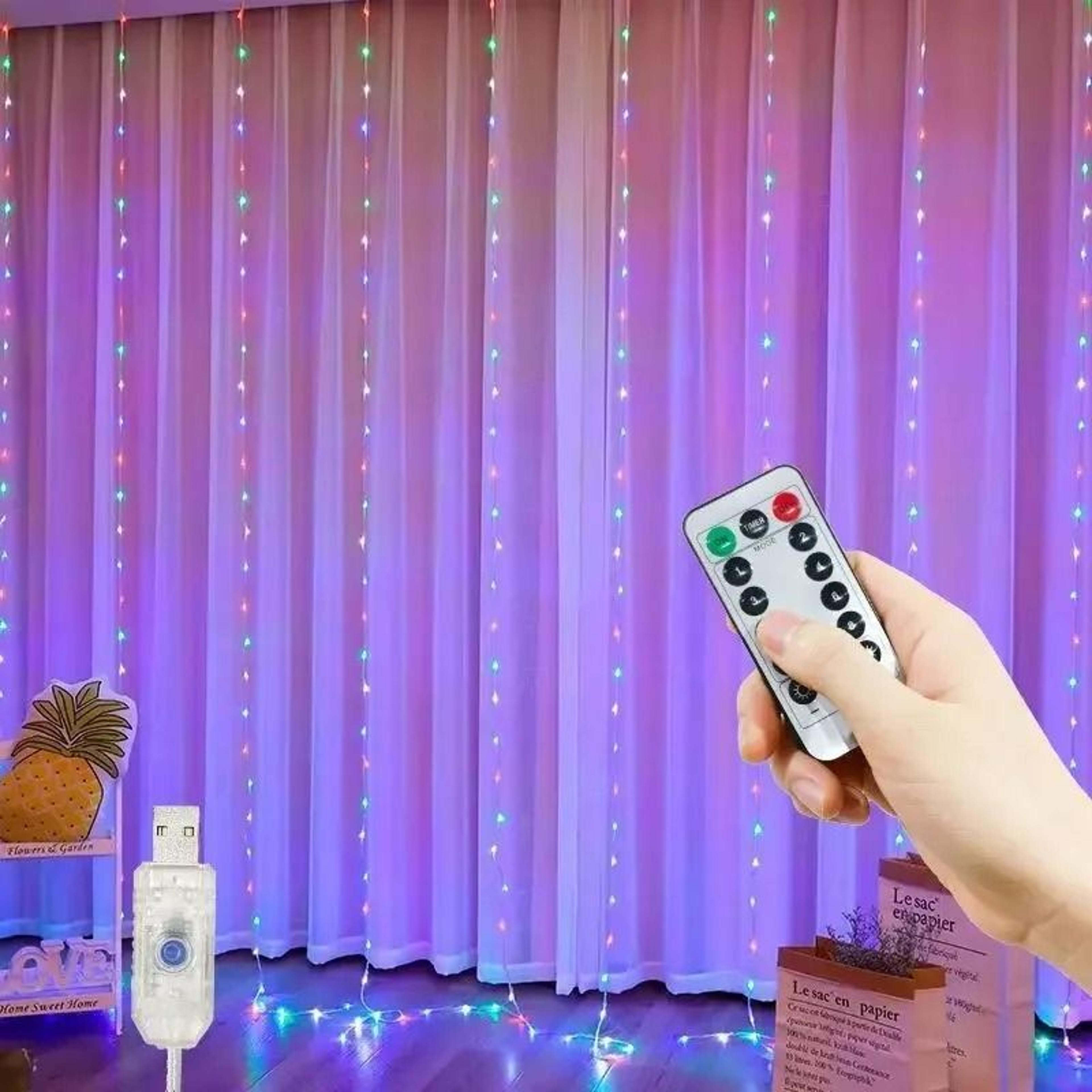 USB LED Remote Control Curtain String Lights 8