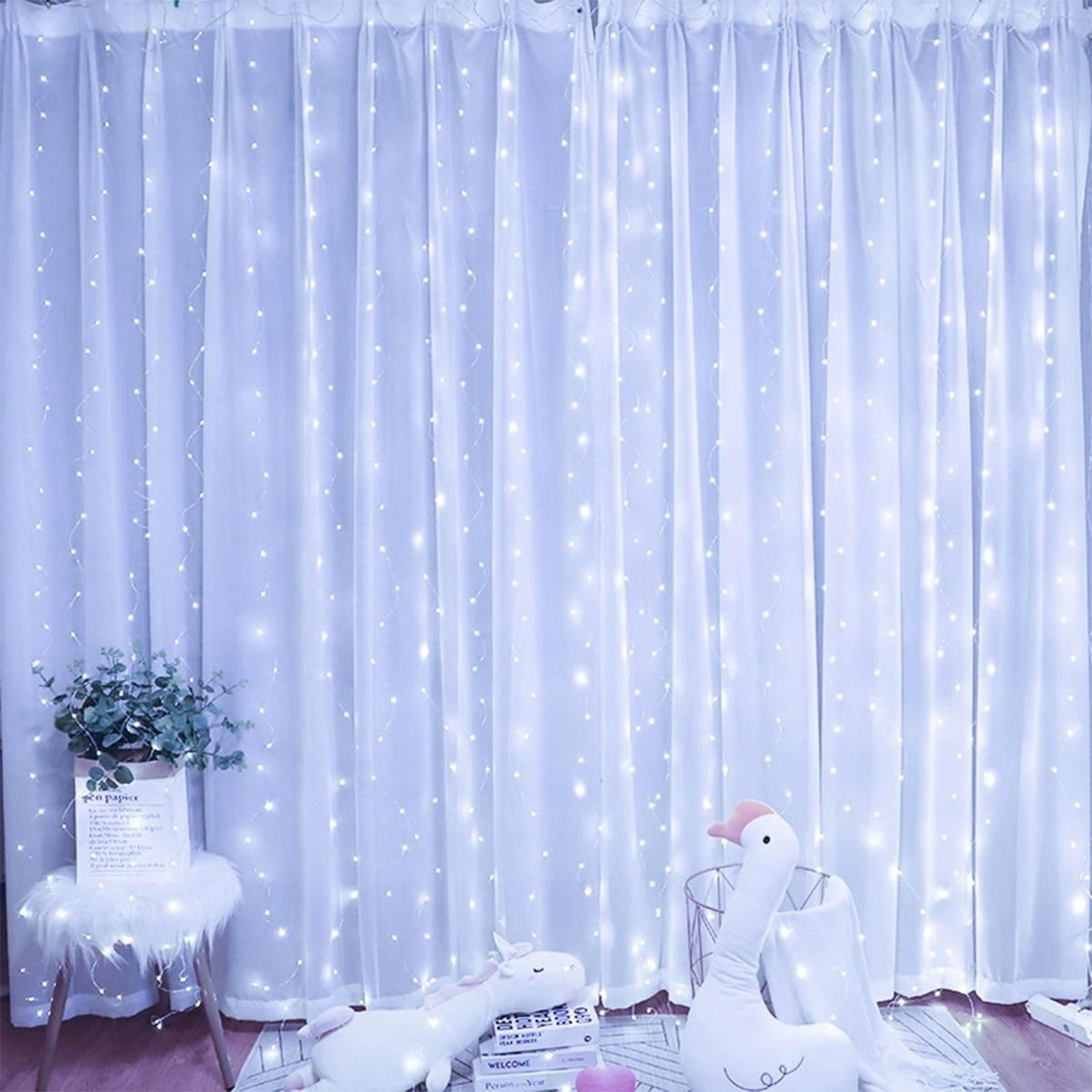 300 LED Copper Wire Curtain Fairy Lights With Remote  Hooks 8