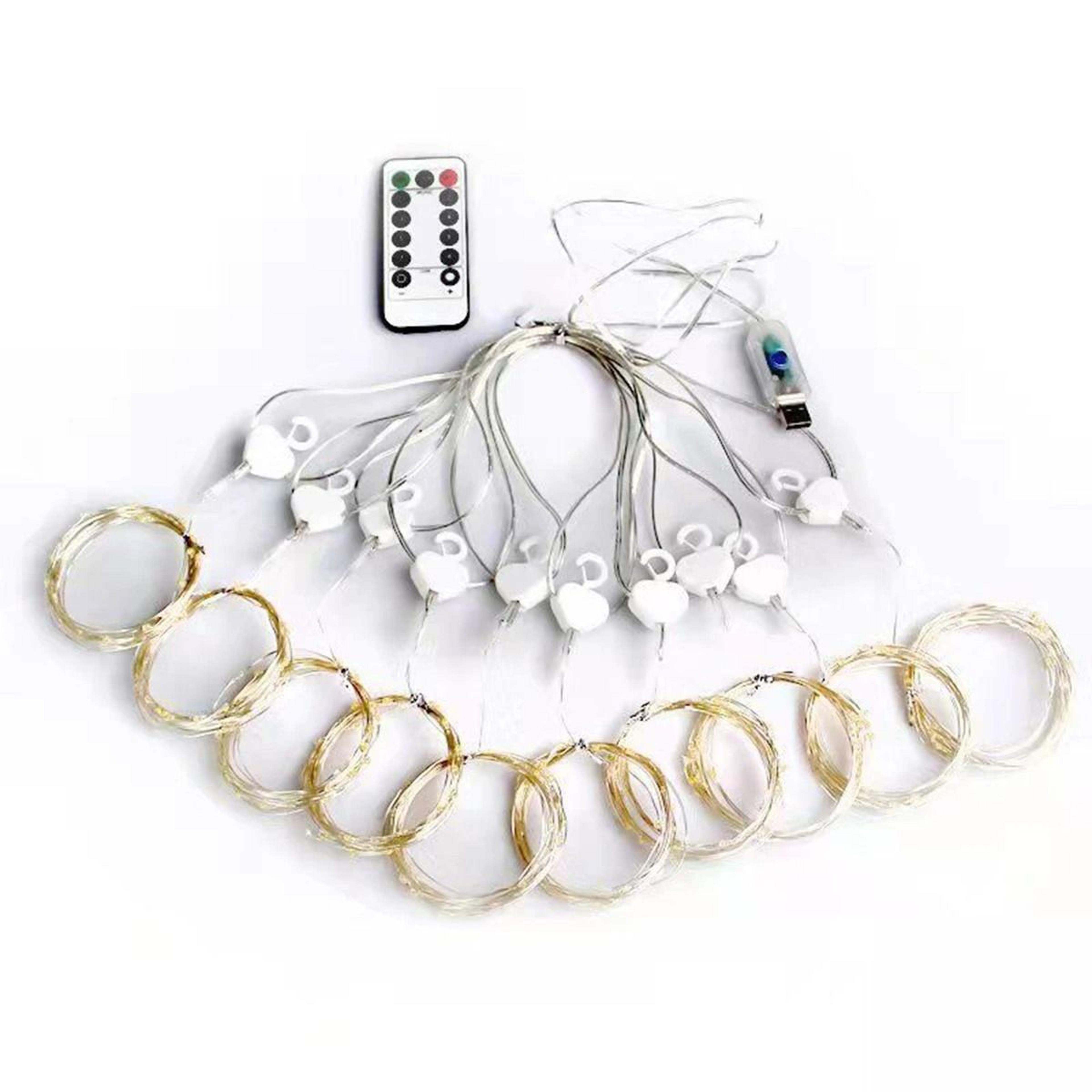 300 LED Copper Wire Curtain Fairy Lights With Remote  Hooks 5