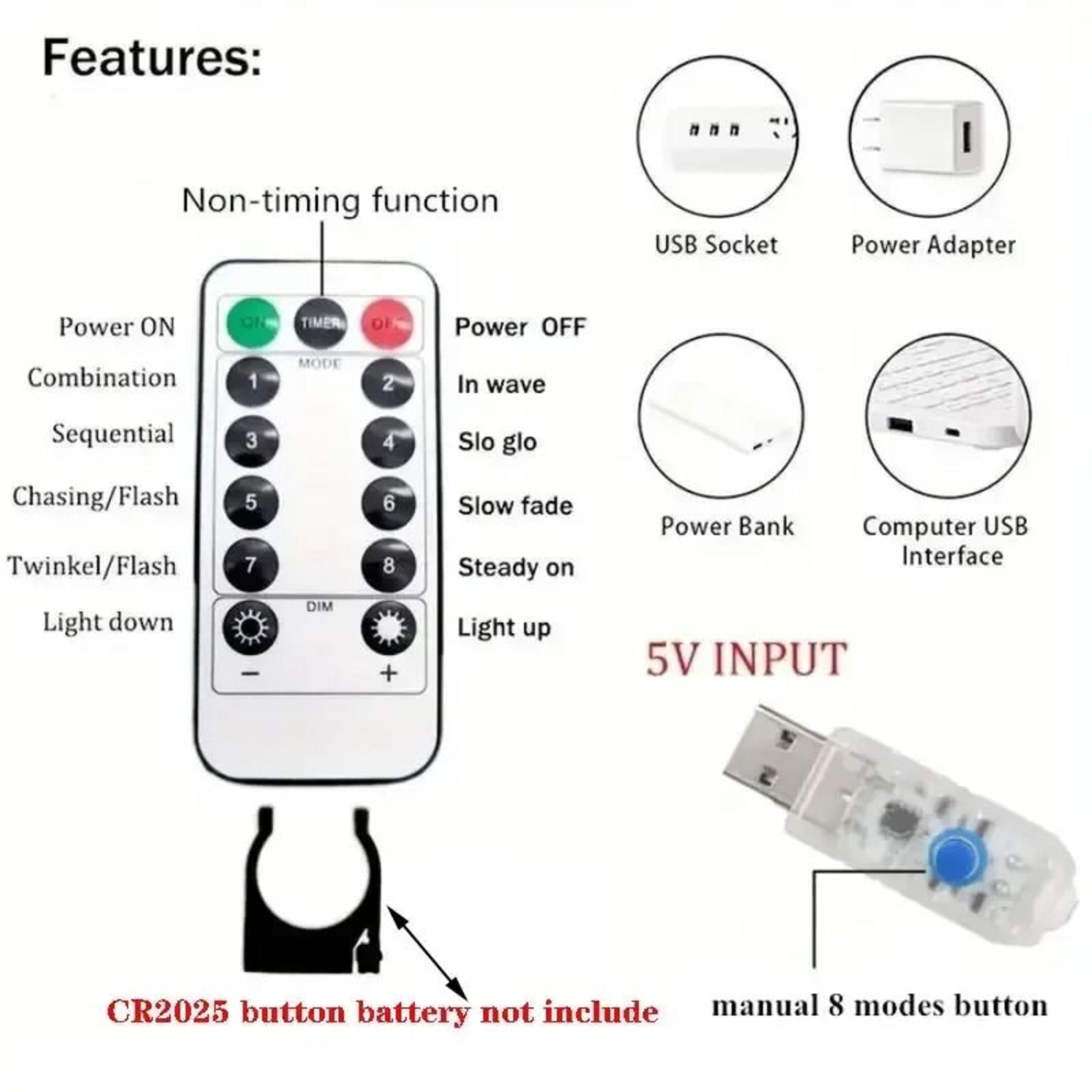USB LED Remote Control Aesthetic Curtain Fairy Lights For Room Decor 5
