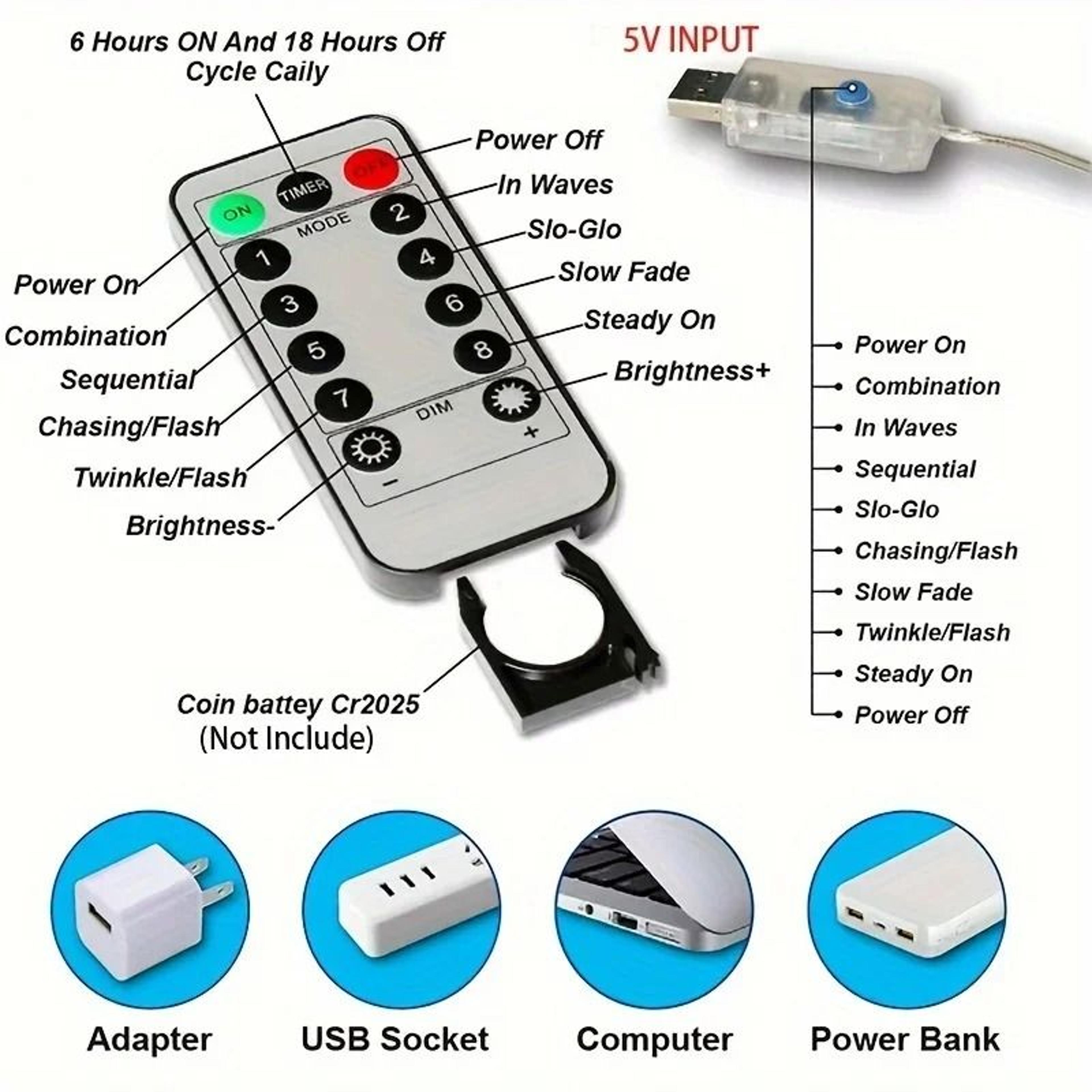 USB Remote Control LED Curtain String Lights 3M4M6M For Bedroom  Party Decor 5