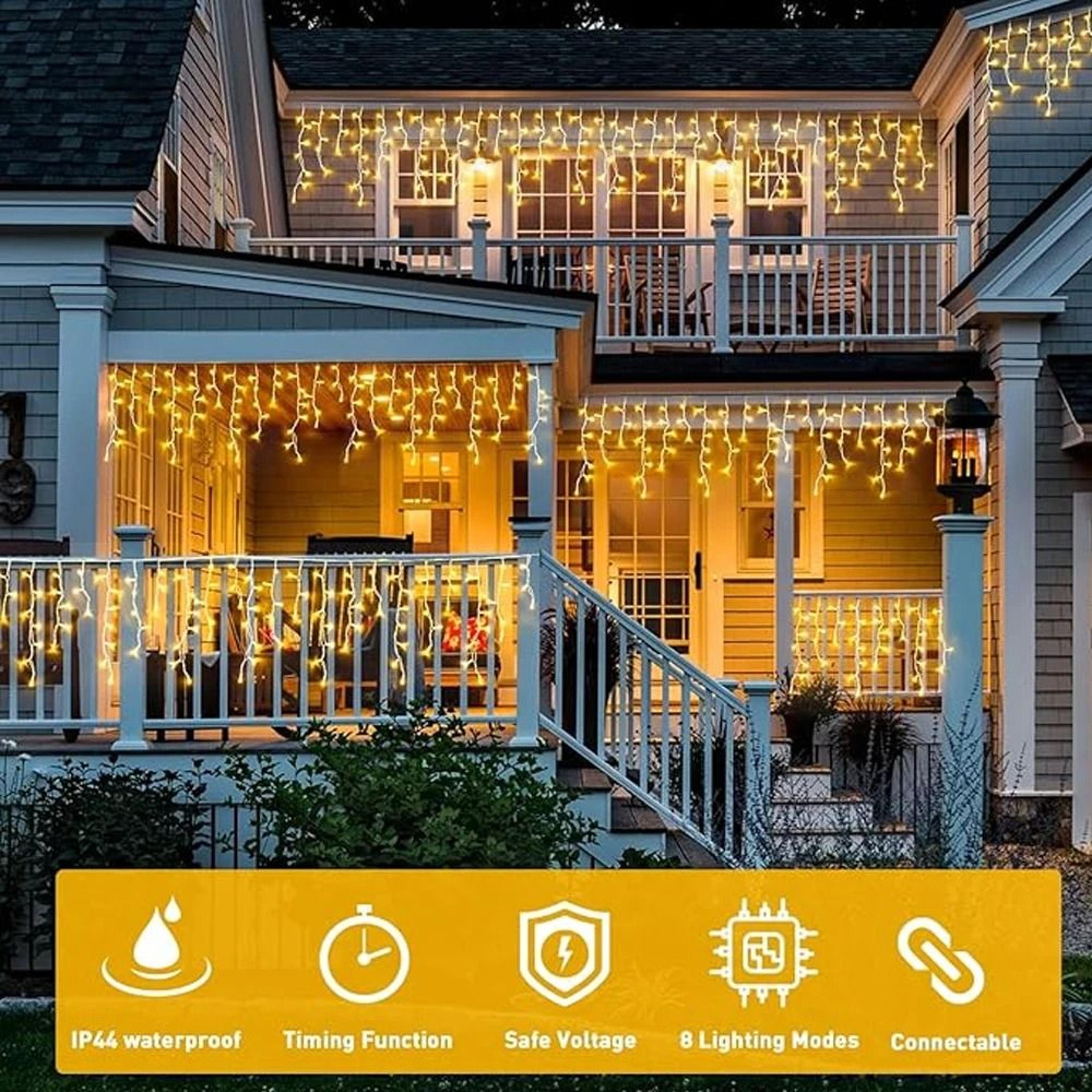 Outdoor LED Waterfall Icicle Curtain Lights 200LED  480LED For Roof Eaves  Garden Decor 1