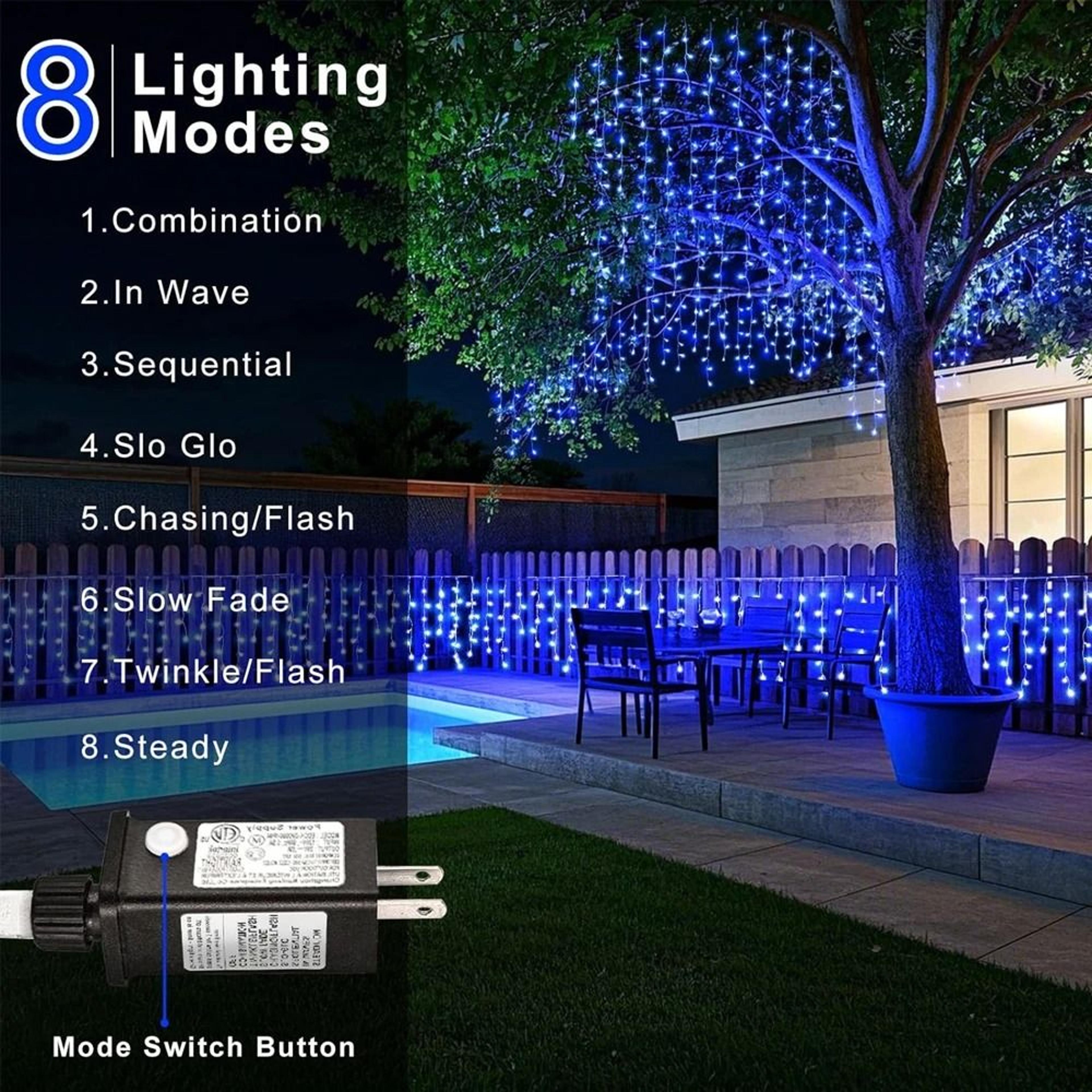 Outdoor LED Waterfall Icicle Curtain Lights 200LED  480LED For Roof Eaves  Garden Decor 3