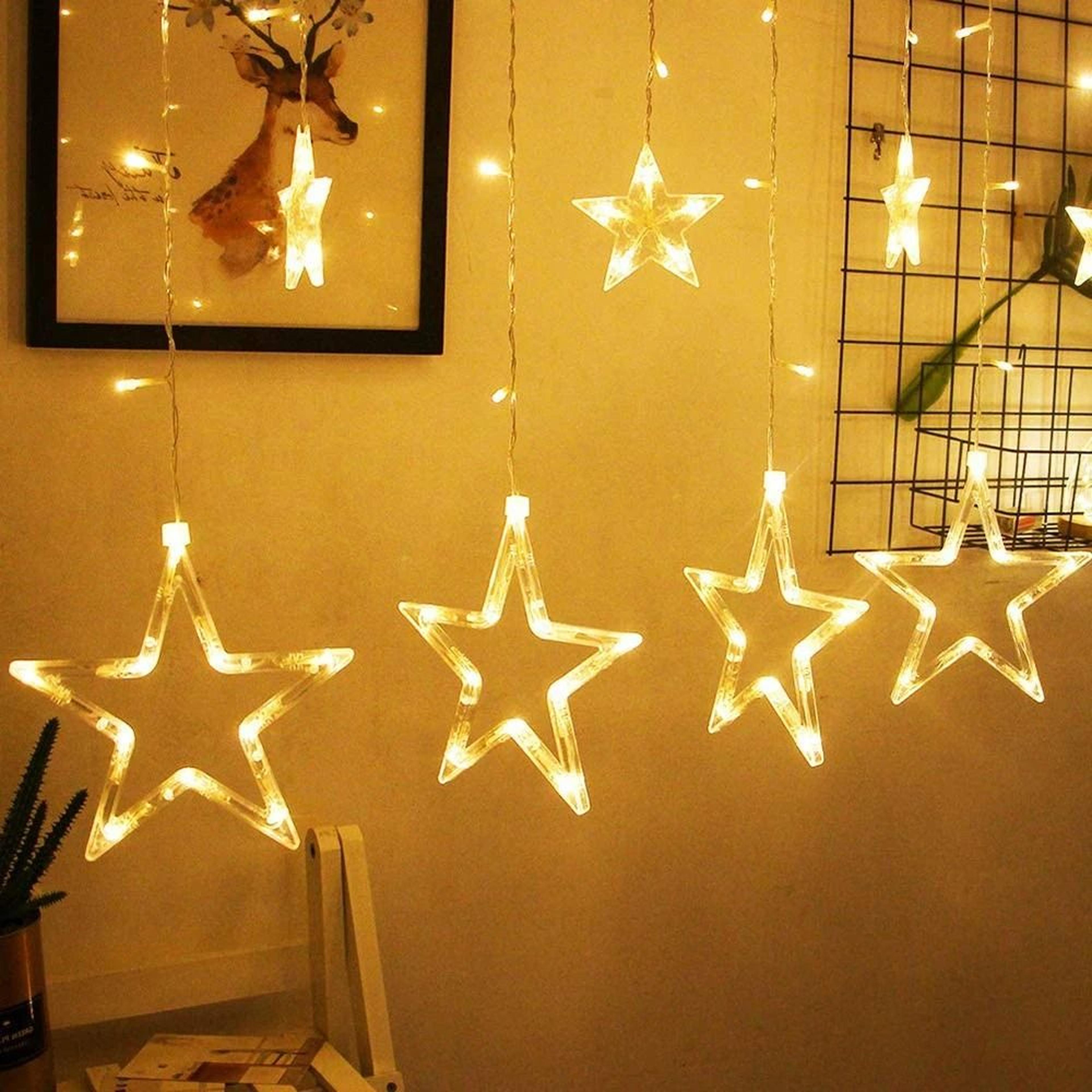138 LED Star Curtain String Lights With 8 Modes For Ramadan Wedding  Holiday Decor 3