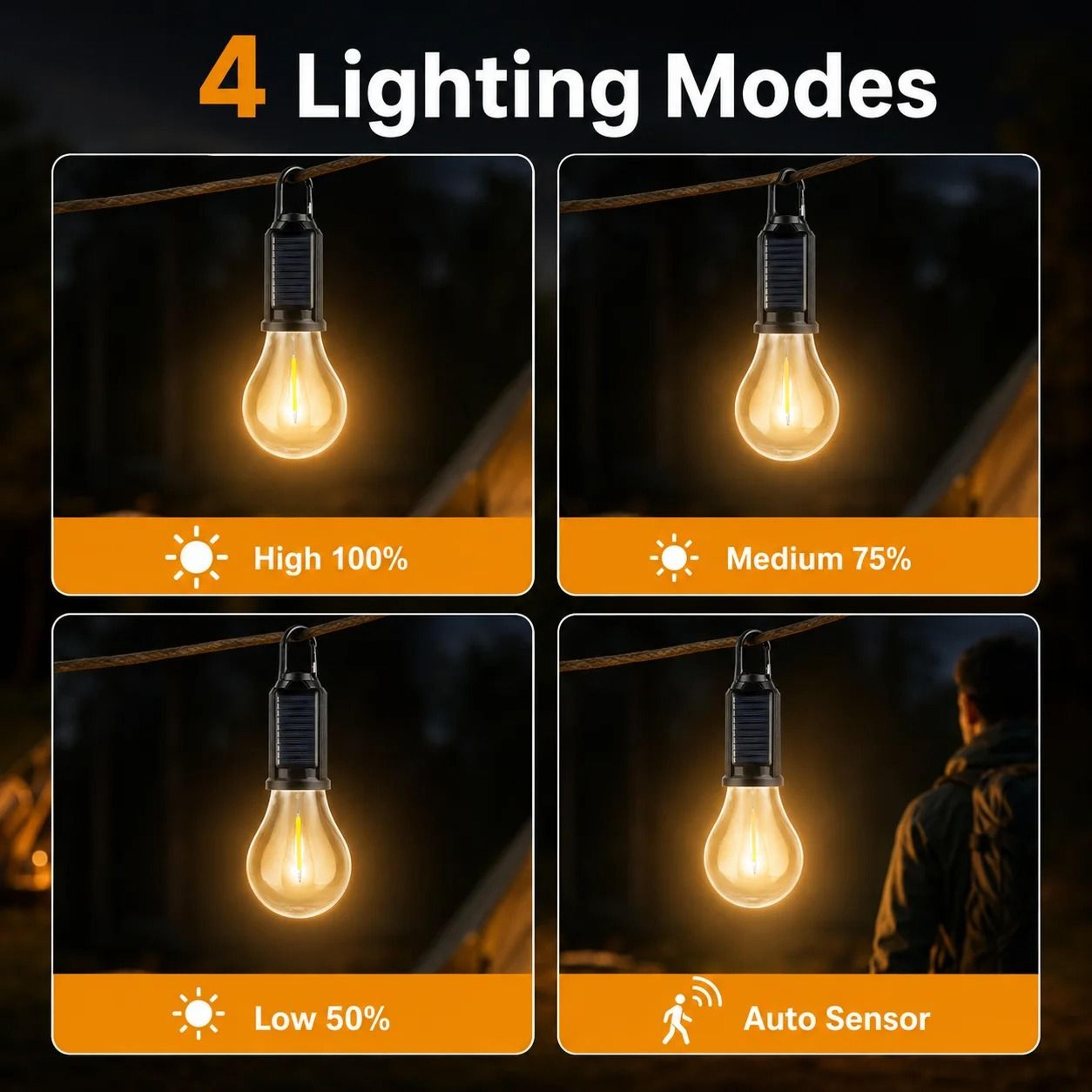 Solar Rechargeable Hanging Tent Light Bulb  USB Portable Outdoor Camping Lantern 5
