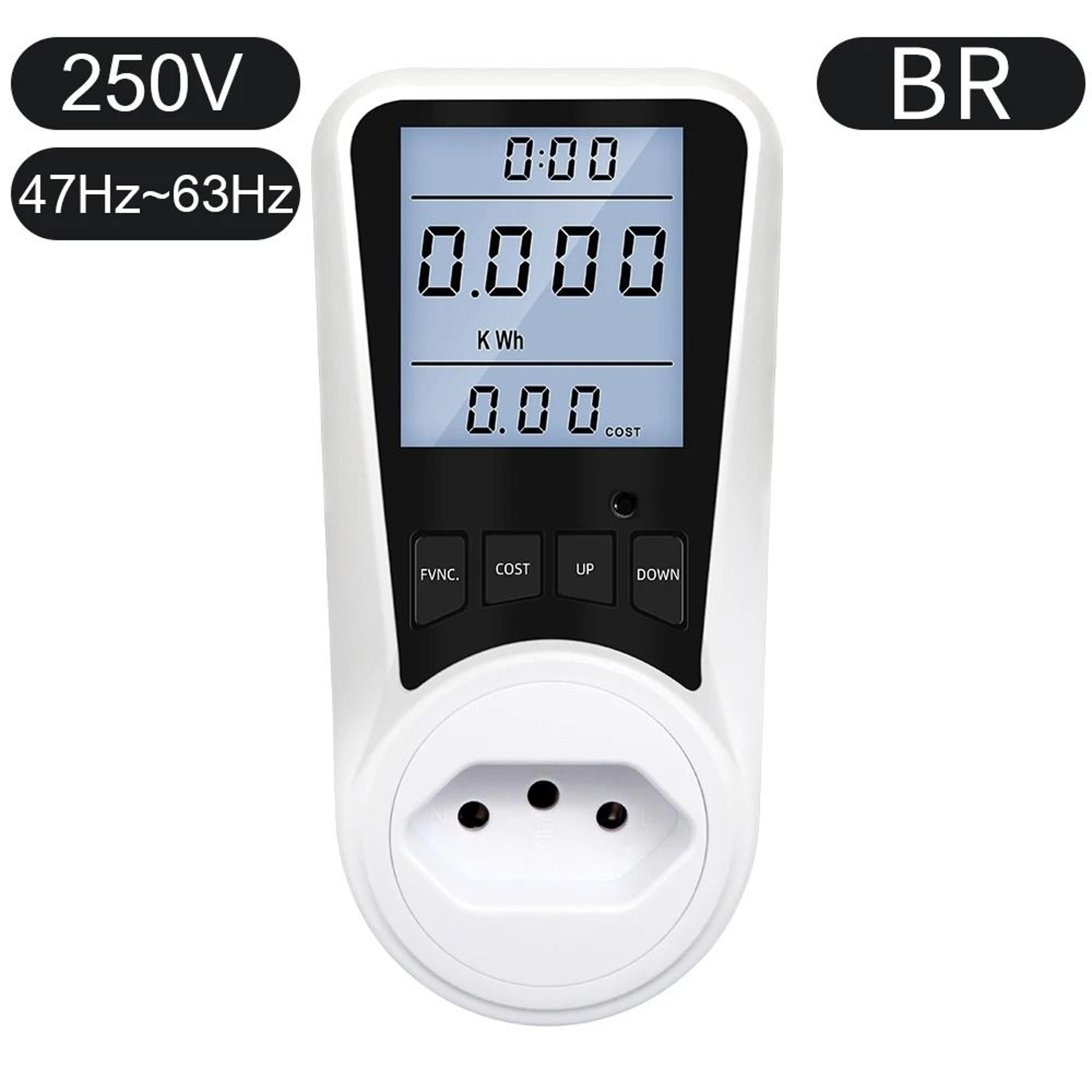 EU 16A 230V Digital Power Meter Outlet Wattmeter Energy Consumption Analyzer 7