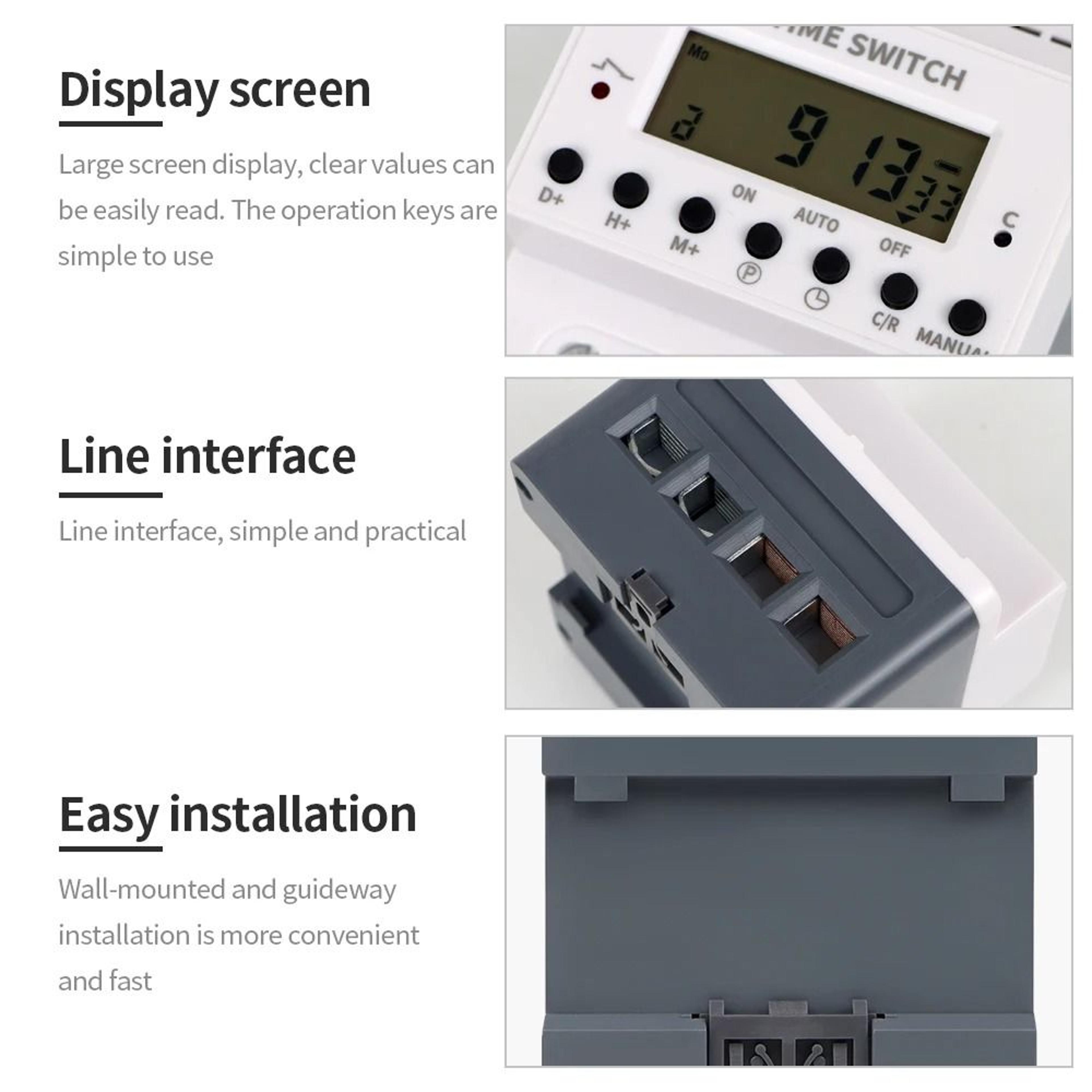 60A  80A  100A 220V HighPower Digital Electronic Timer Switch Weekly Programmable DIN Rail Relay 5