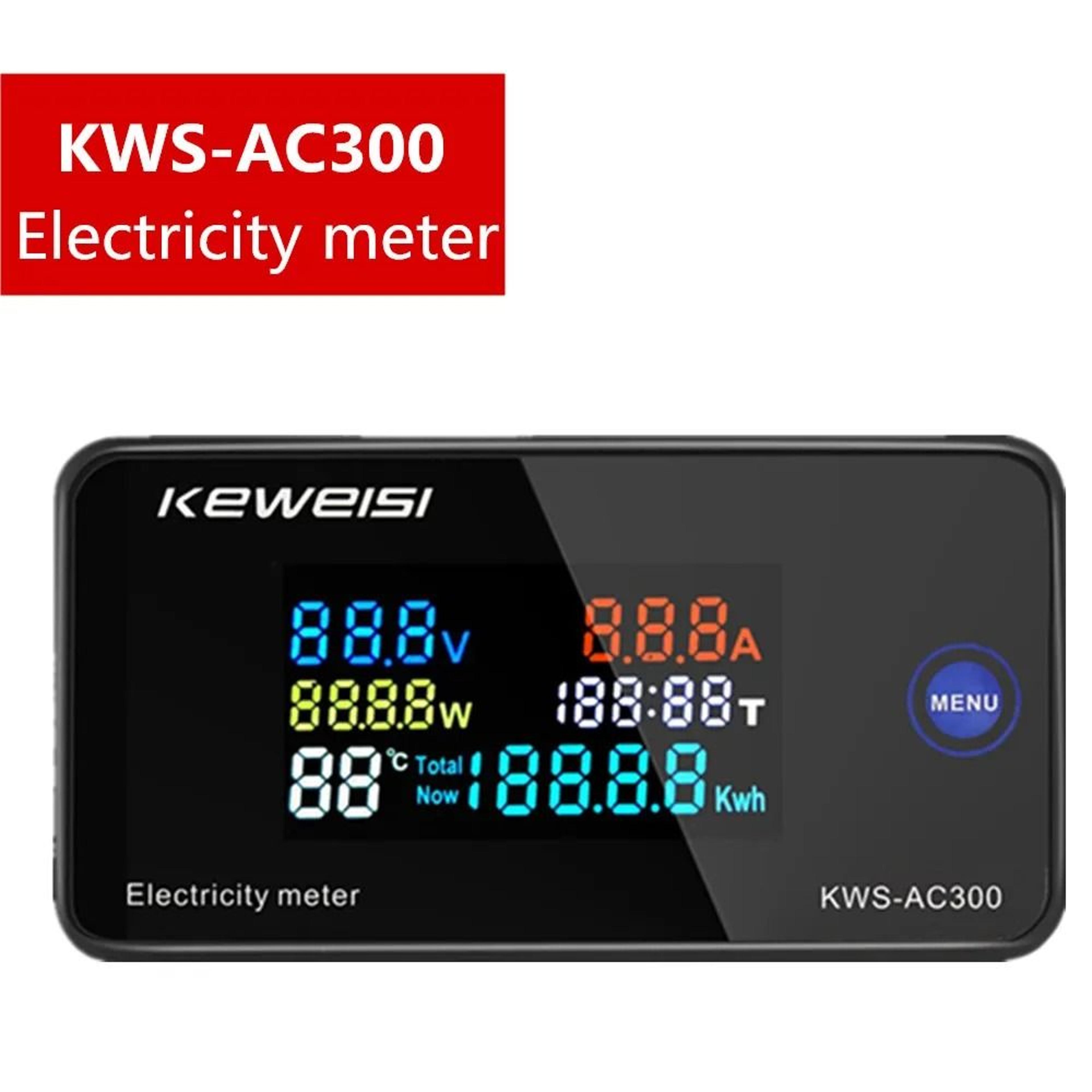 KWSAC300 Digital AC Voltmeter Ammeter Power Energy Meter 50300V 0100A LED Wattmeter With Reset Func 2