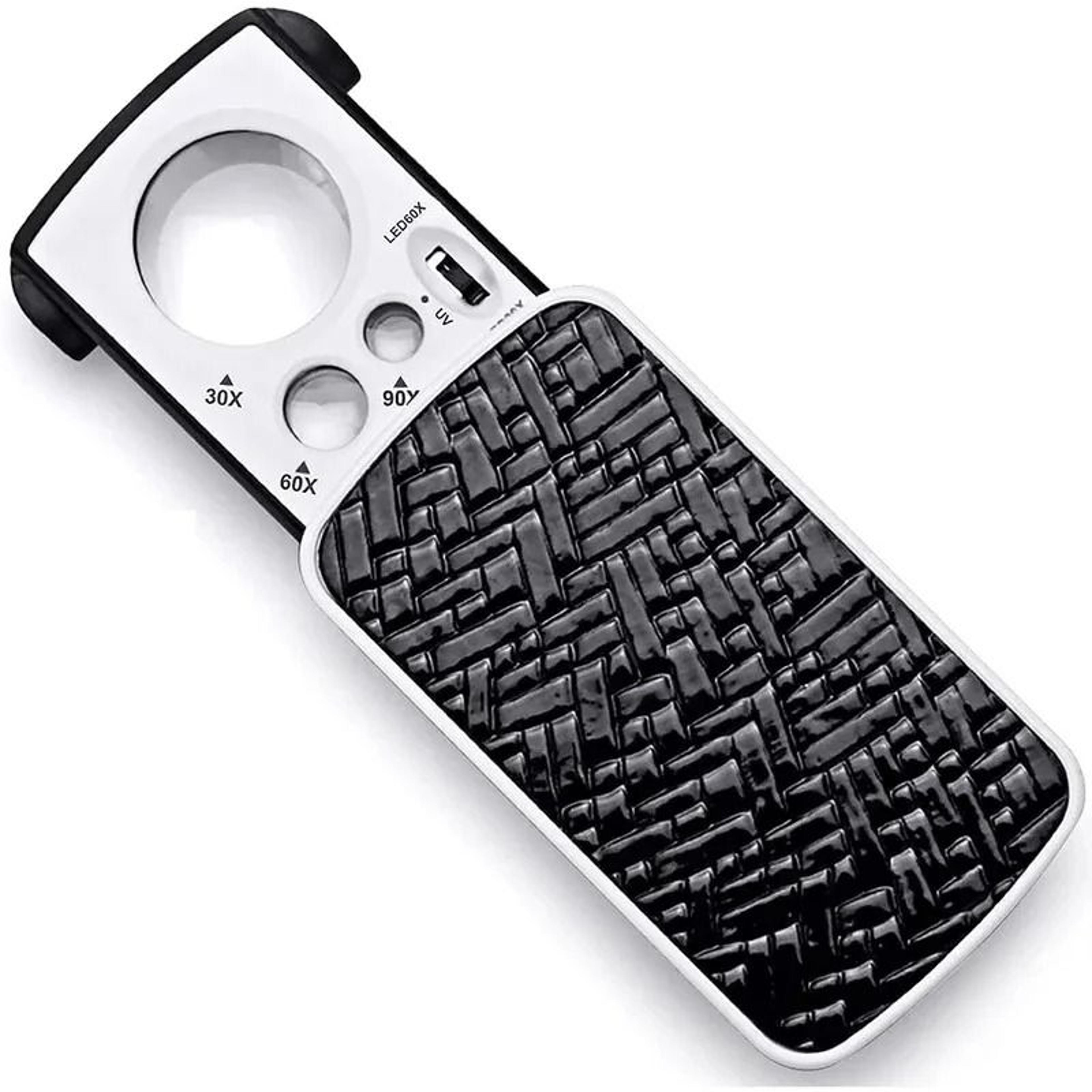30x 60x 90x jewelry loupe magnifier with led uv light folding eye glass for gems, coins & watches