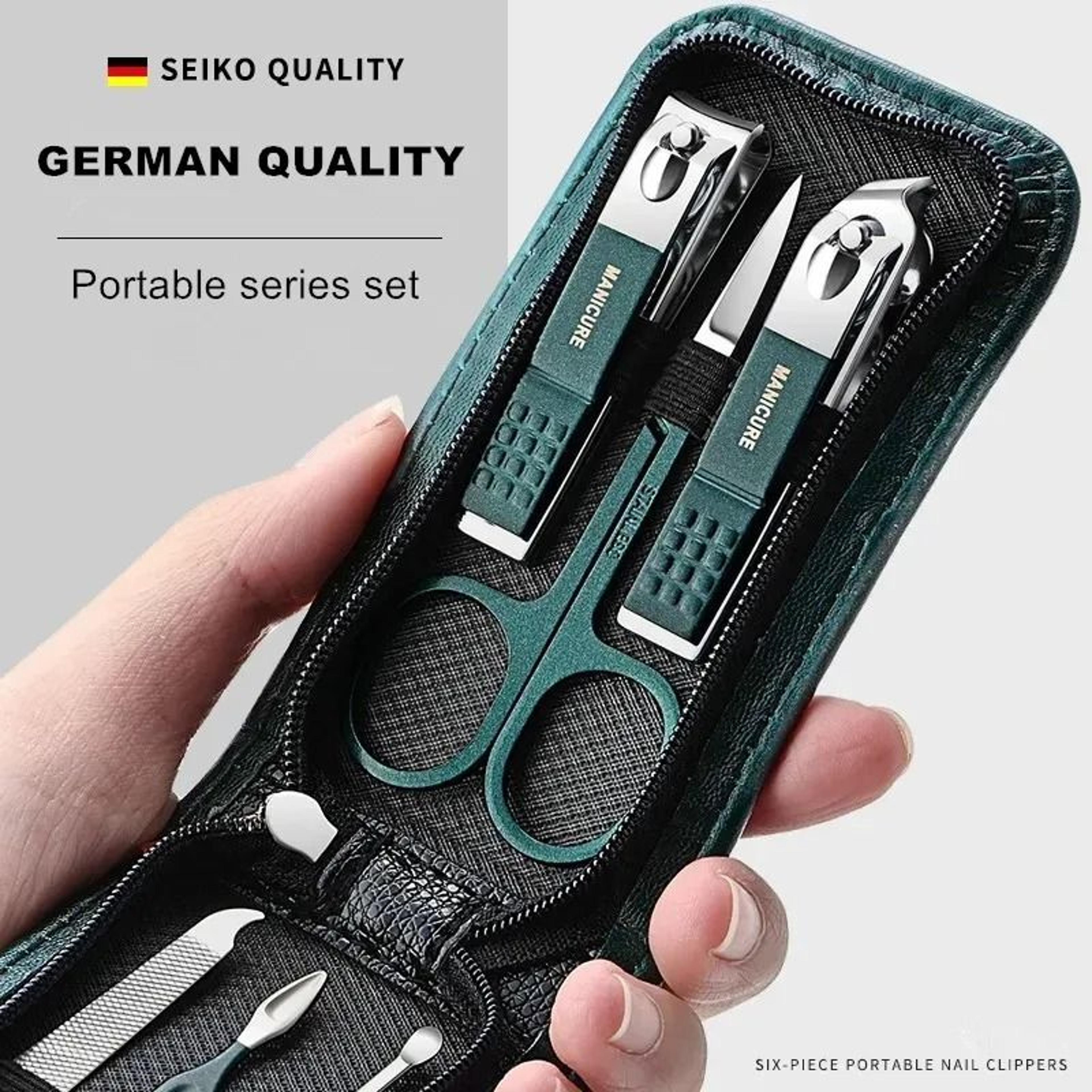 new 6-piece high-end stainless steel nail clippers & pedicure manicure beauty tool set with portable case