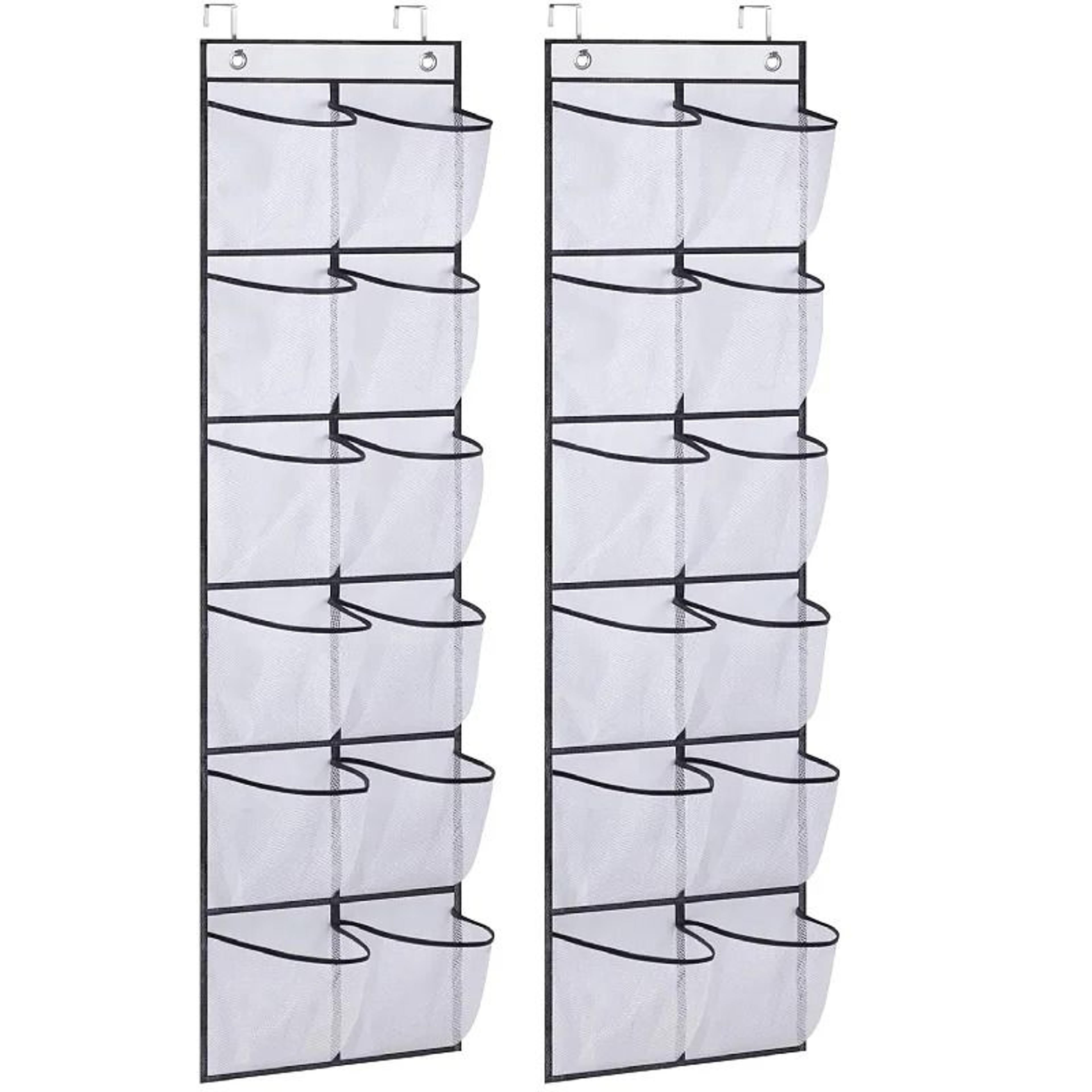 12 pockets over the door shoe organizer storage bag with large mesh pockets & hanging hooks
