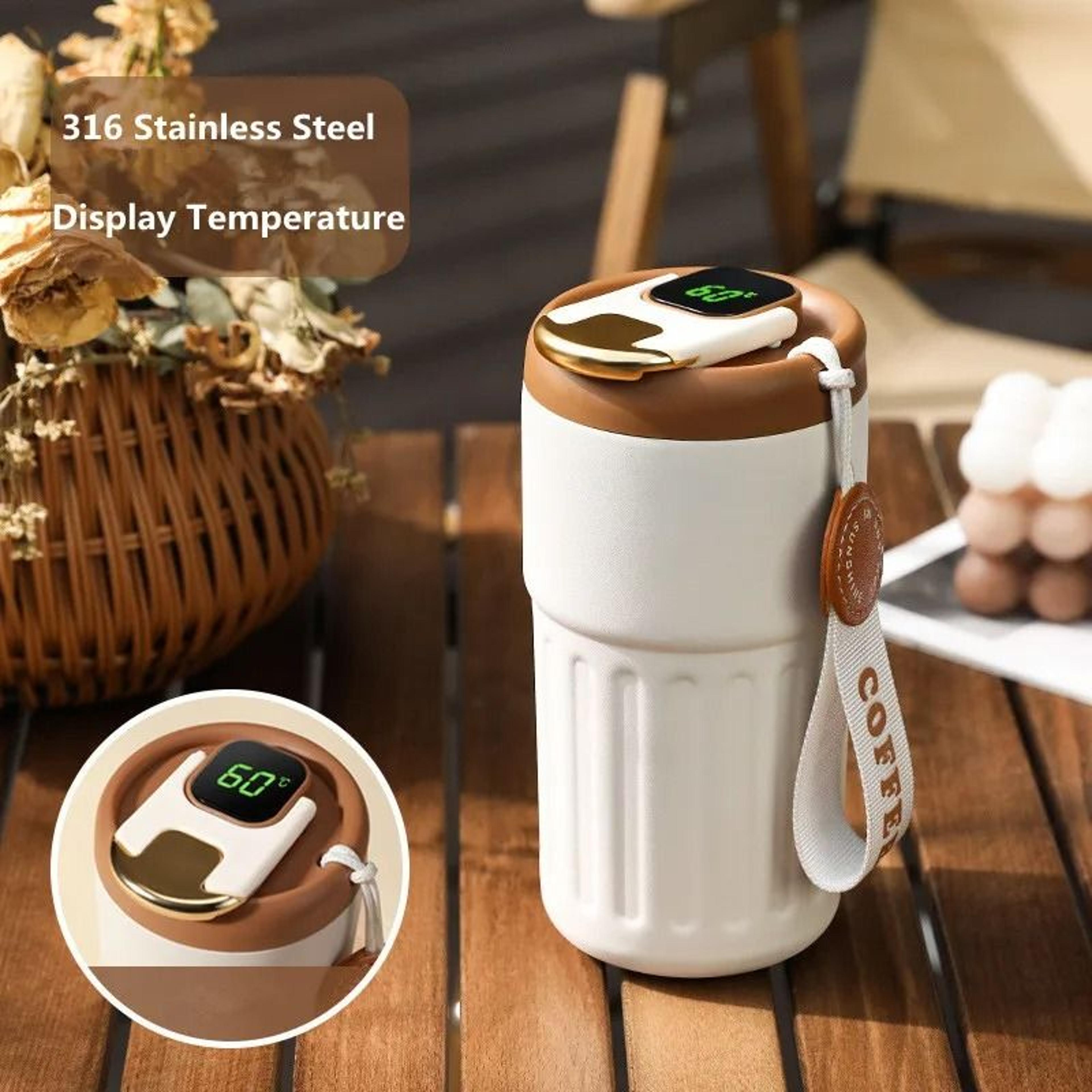 450ml smart thermos bottle with digital led temperature display stainless steel vacuum thermal mug